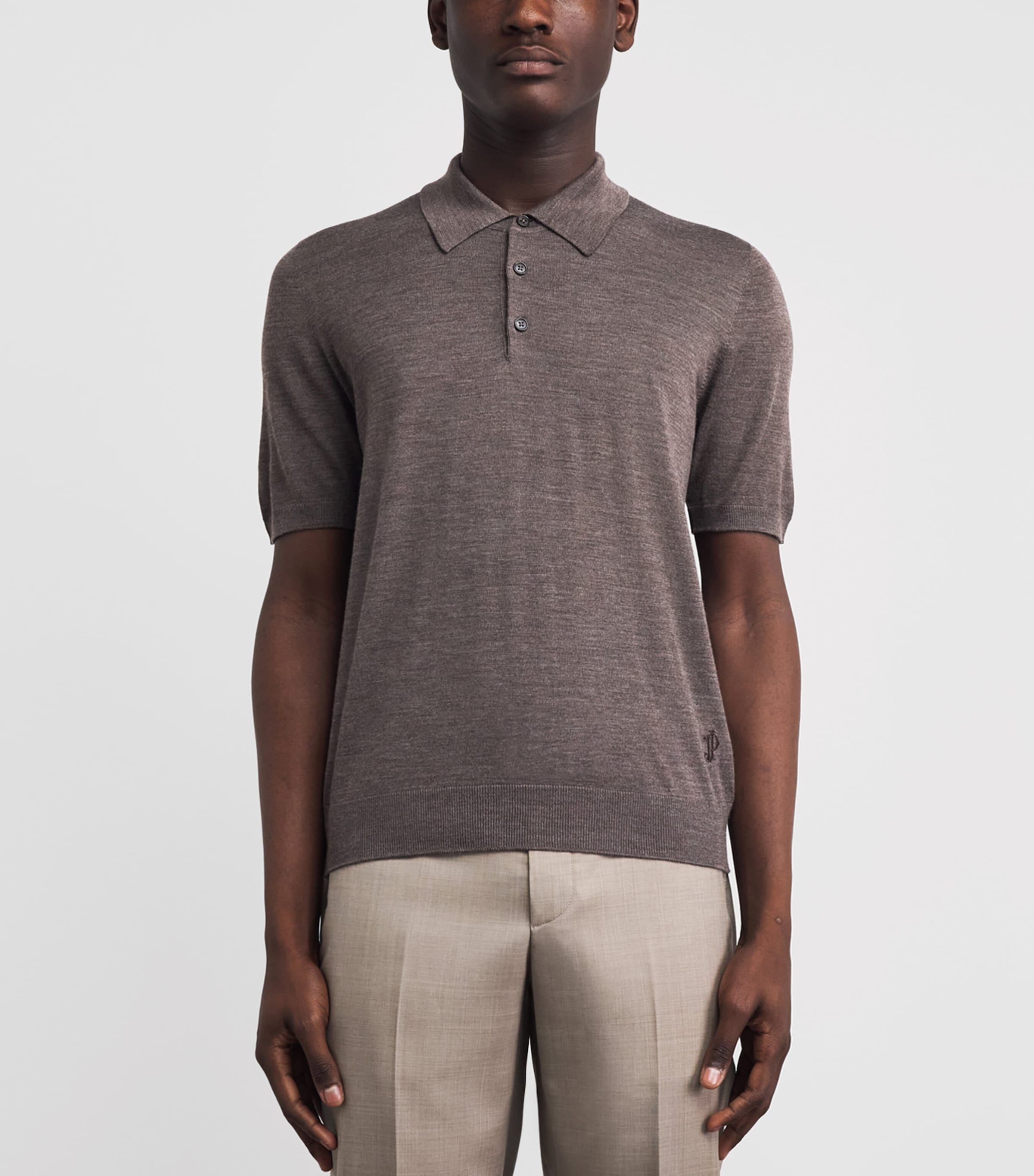 Purdey Mens Wool Polo Shirt Hazelnut Image 4