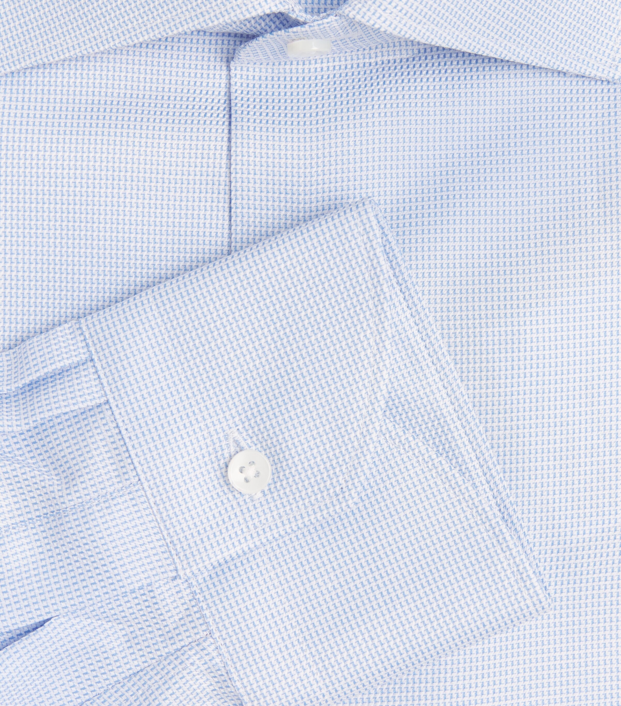 Canali Mens Cotton Micro-Pattern Shirt Blue Image 6