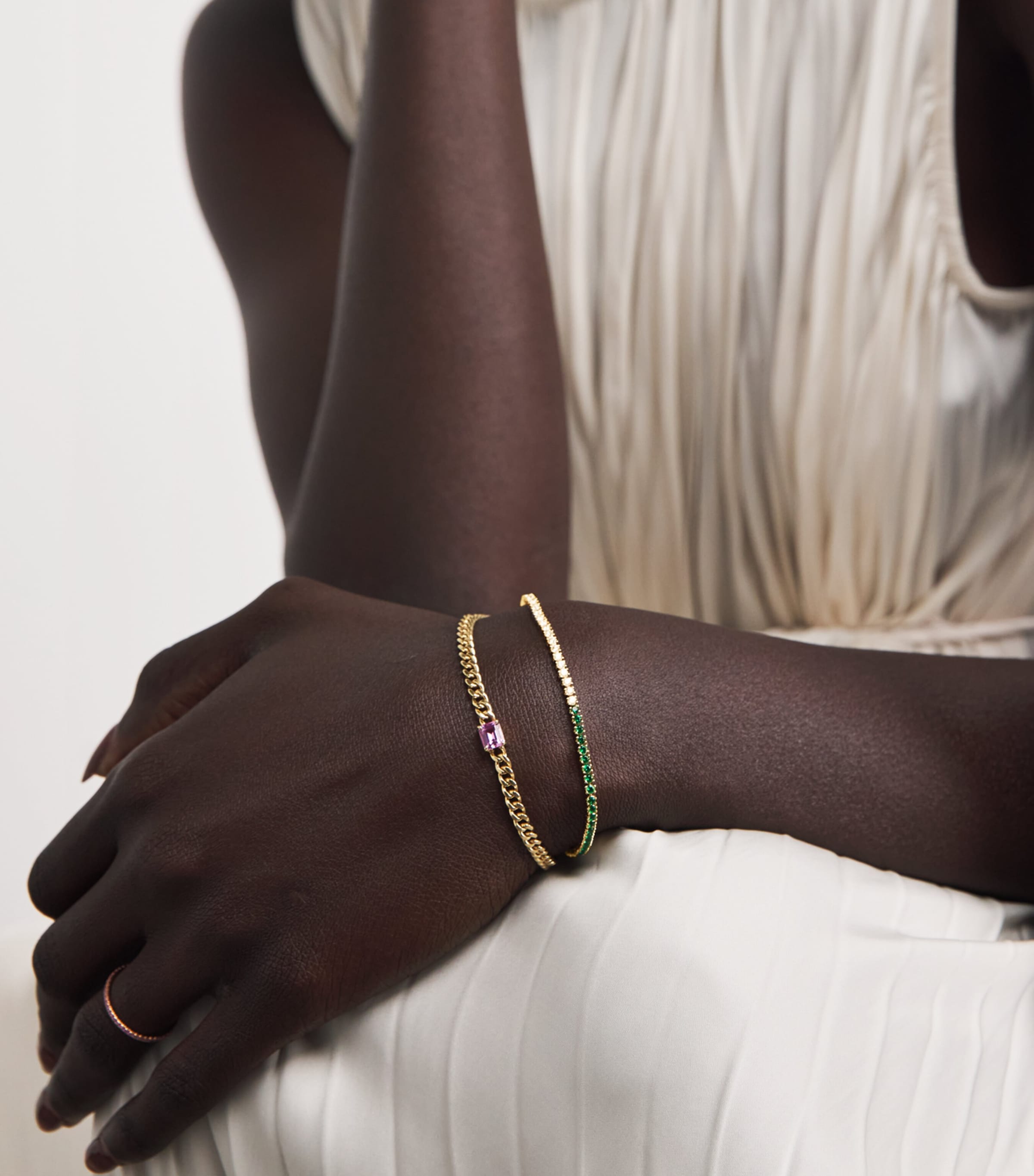Anita Ko Yellow Gold, Diamond and Emerald Hepburn Bracelet Yellow Gold Image 2