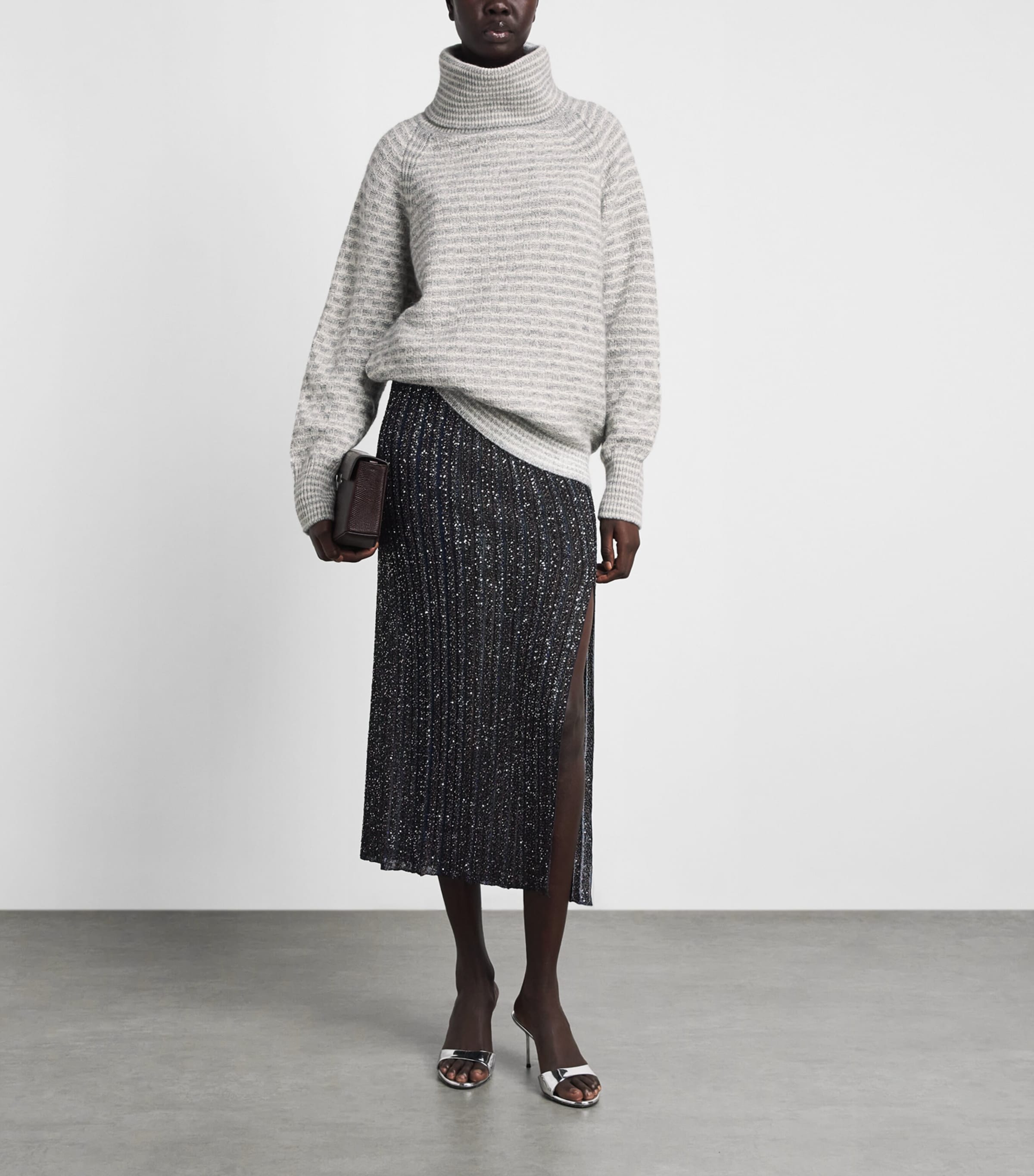 Missoni Womens Mock-Neck Sweater White And Grey Image 2