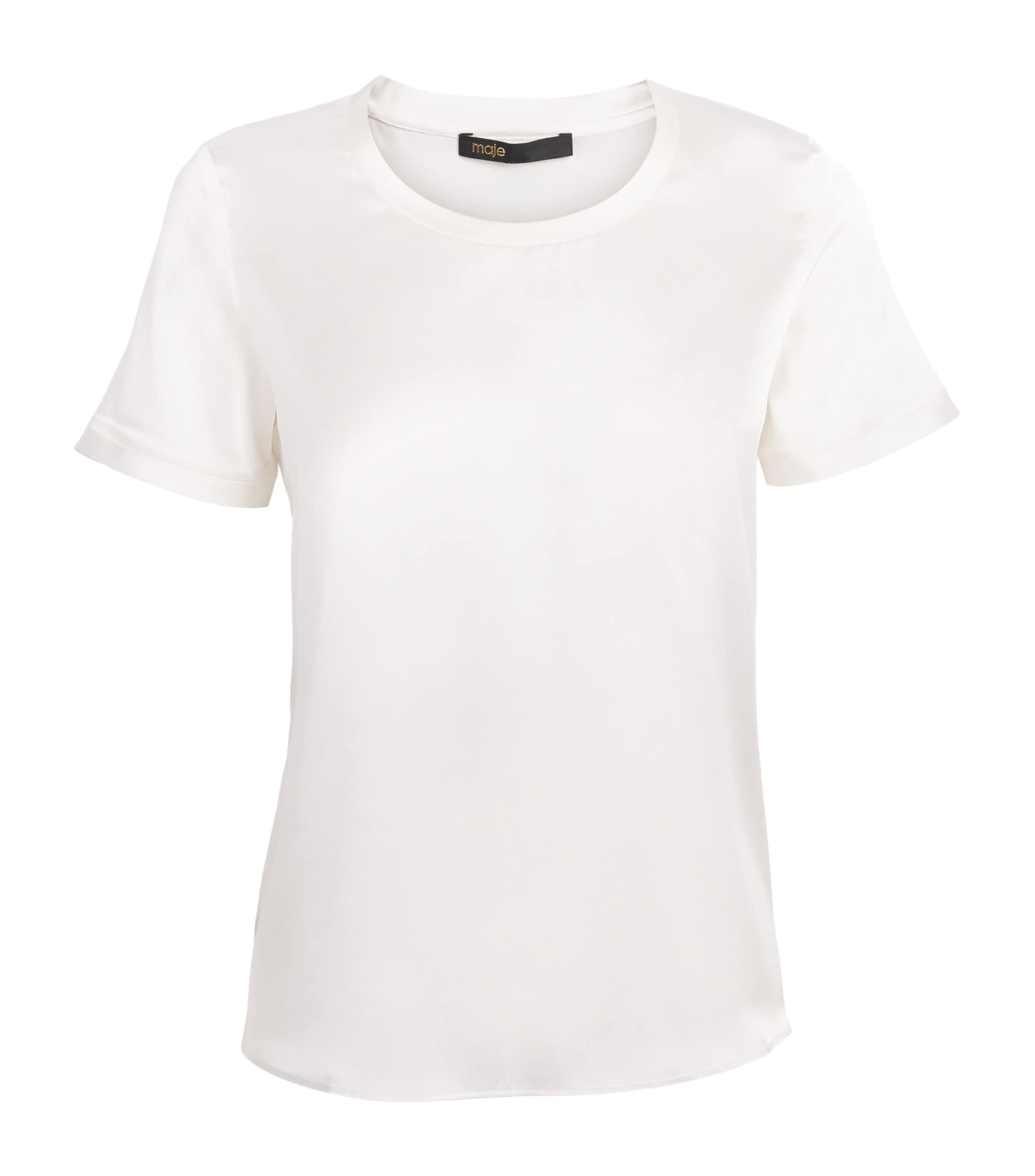 Maje Womens Stretch-Silk T-Shirt White Image 1