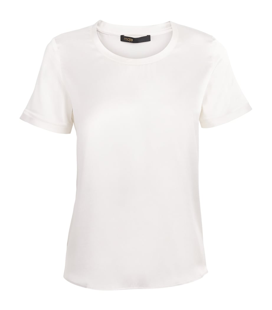 Maje Womens Stretch-Silk T-Shirt White Image 1