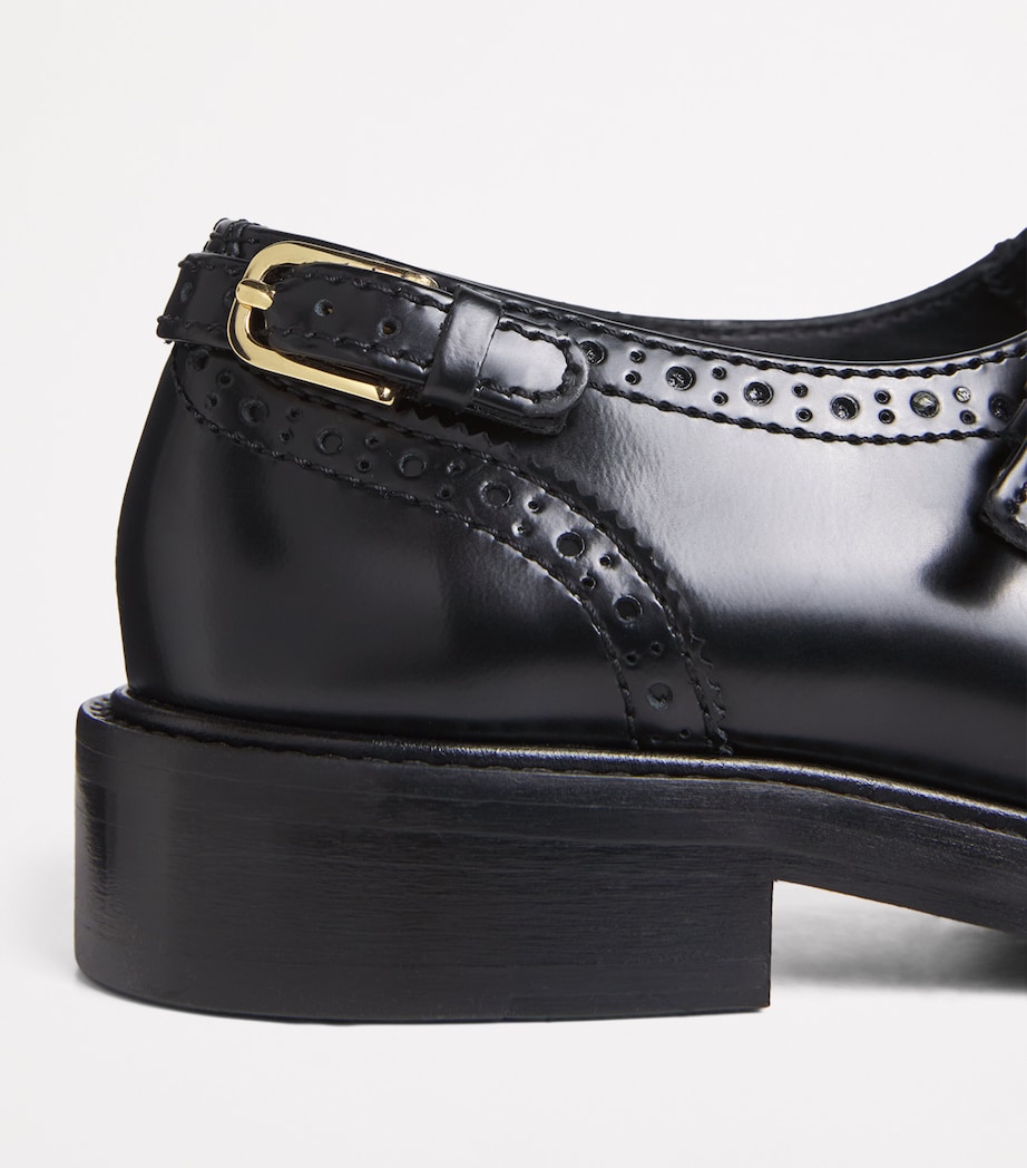 Leather Mary Jane Derby Shoes BLACK Image 7