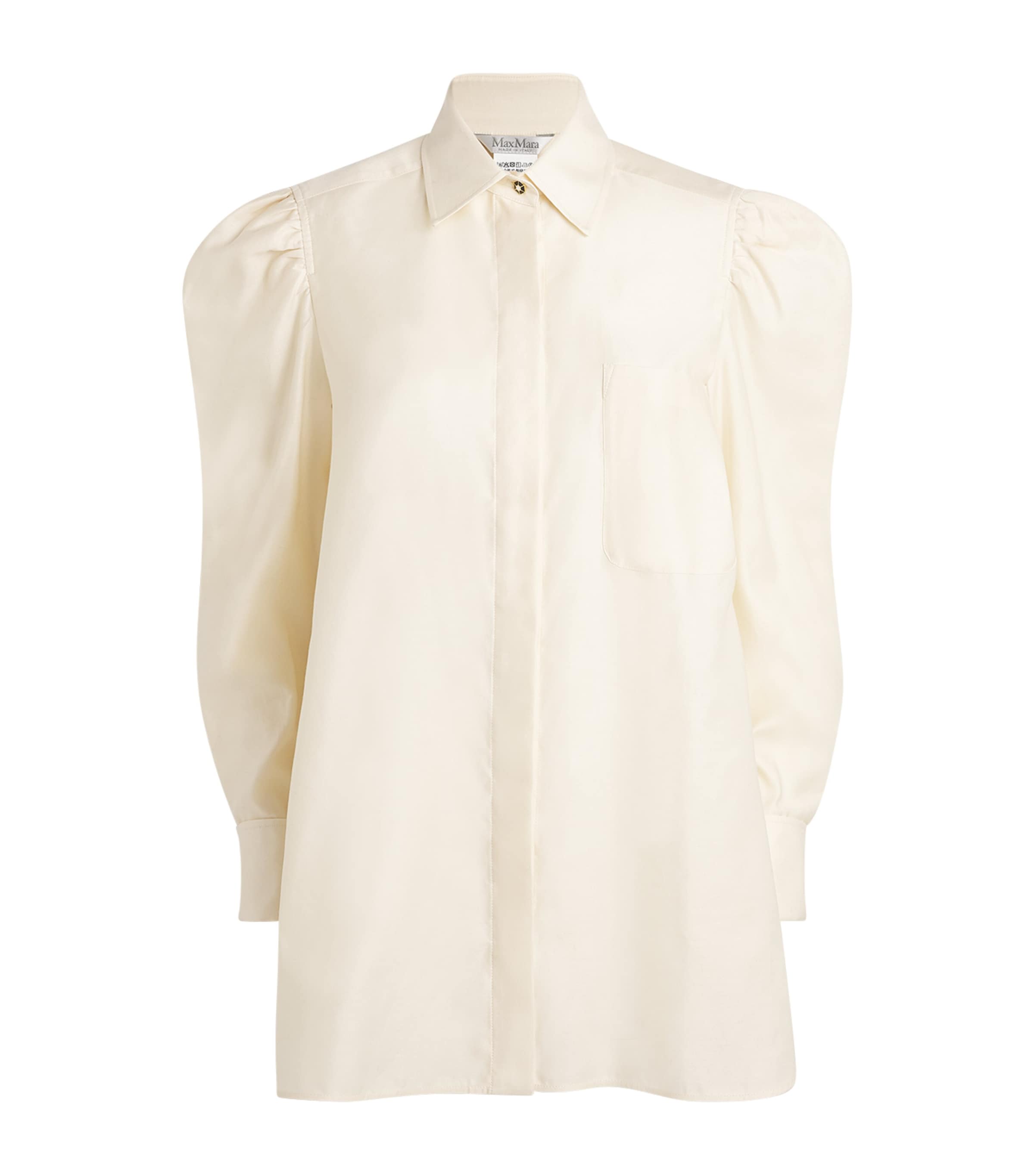 Max Mara Cotton Balloon-sleeve Shirt In White