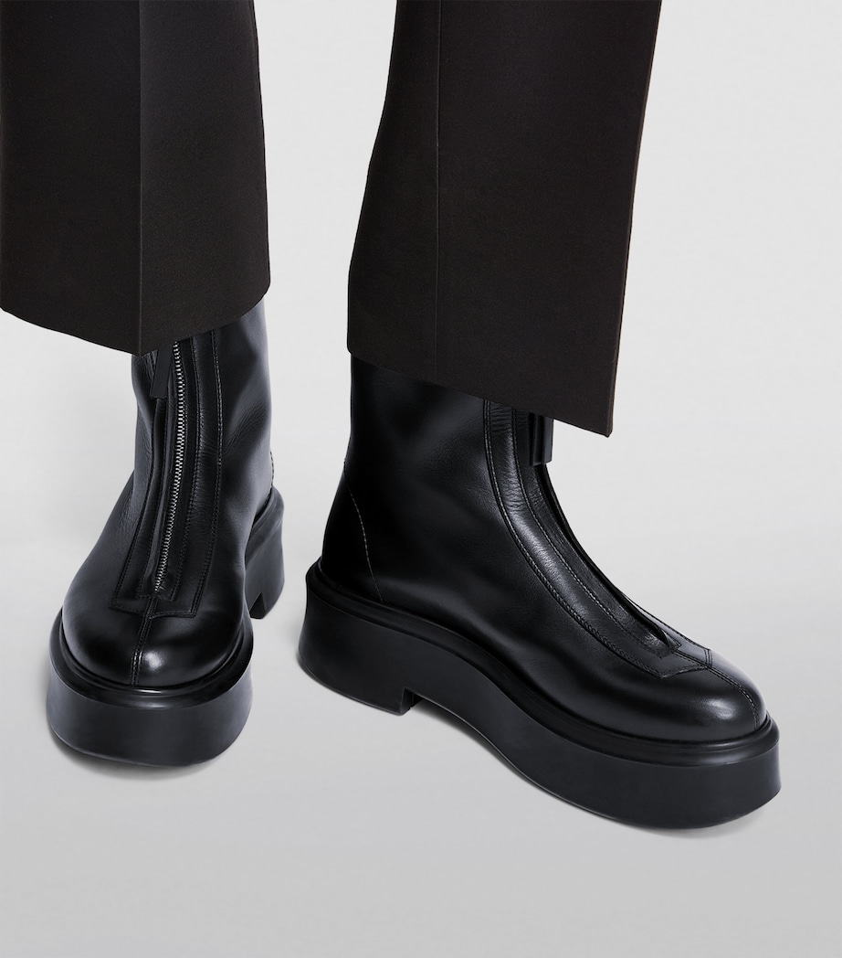 Zipped Leather Ankle Boots 50 BLACK Image 6