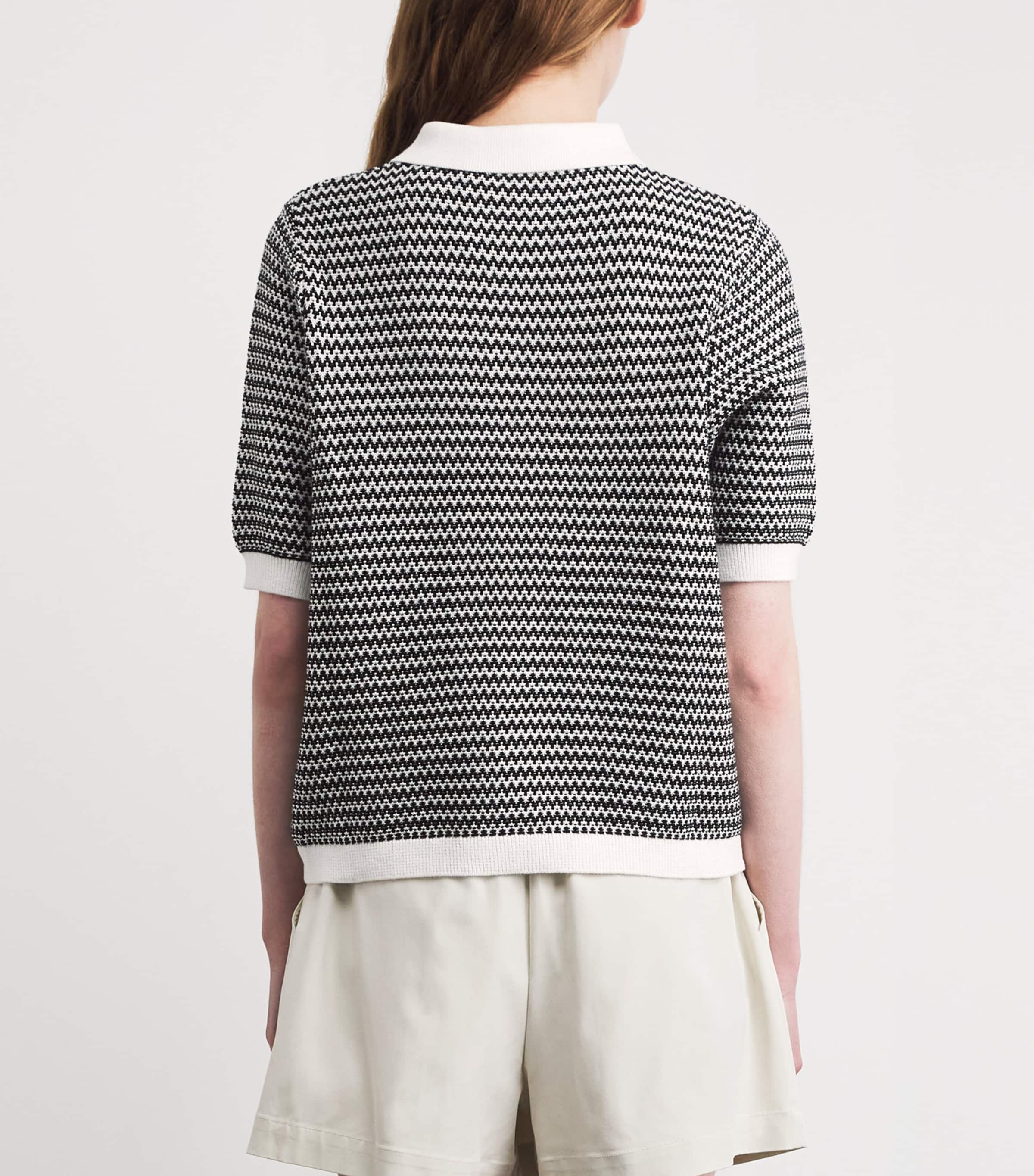 Varley Womens Knitted Gaelle Polo Shirt Snow White / Black Image 5