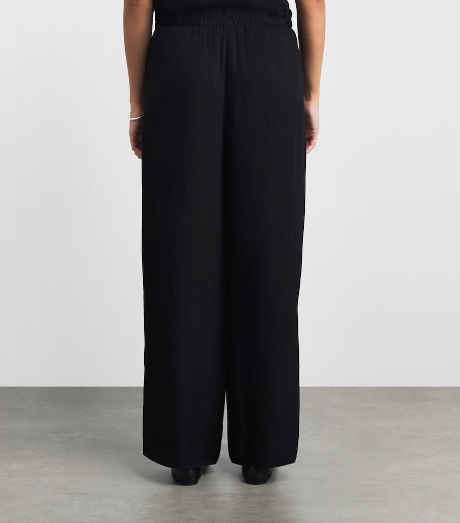 Theory Womens Crepe Wide-Leg Trousers Black Image 5