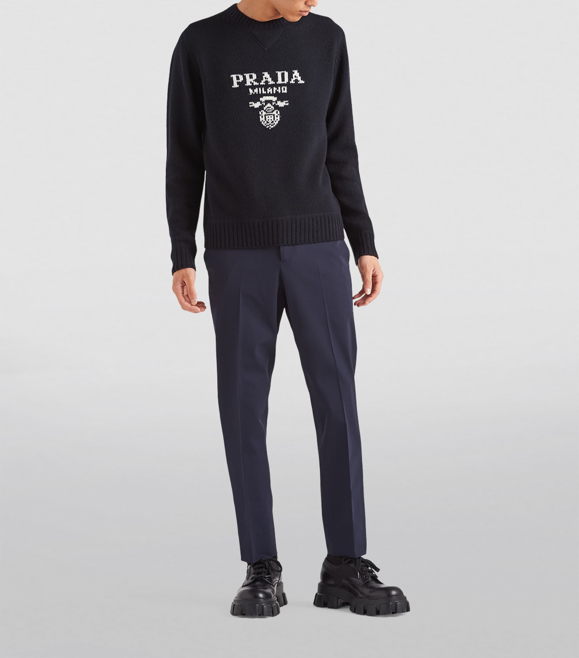 Prada Blue Nylon Techno Stretch Trousers Harrods UK