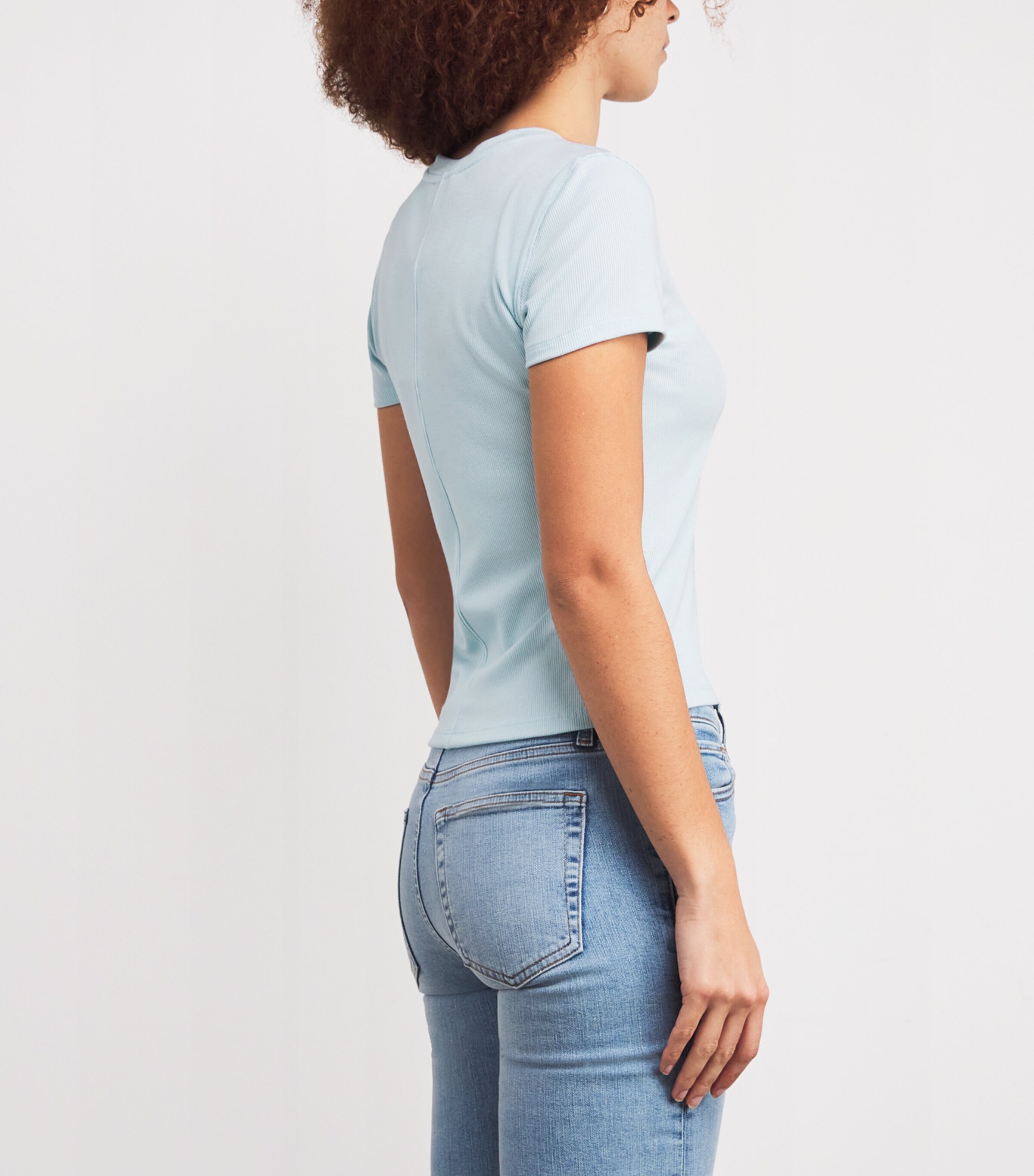 Modal-Blend The Rib T-Shirt SKY BLUE Image 4
