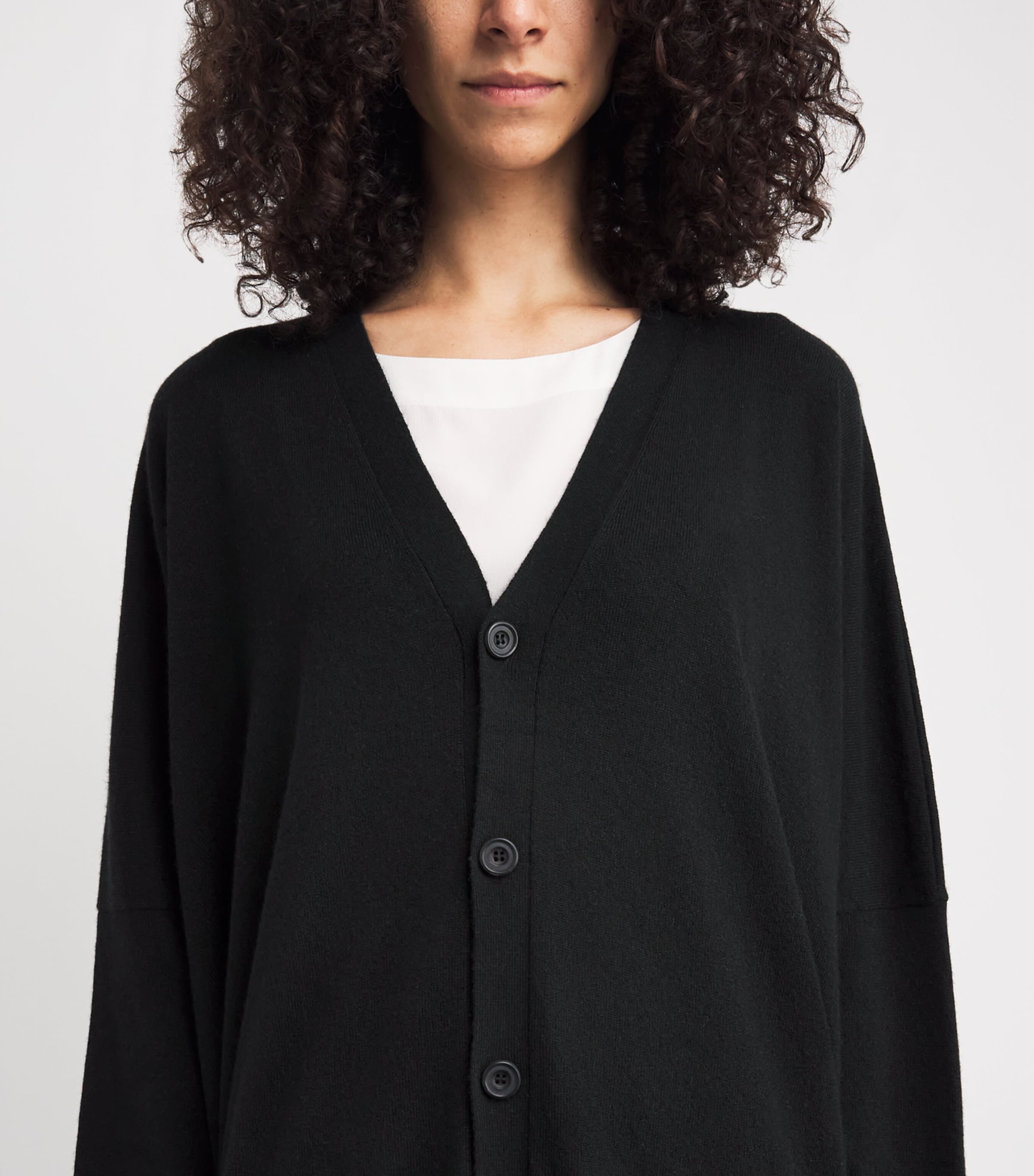 Cashmere Wide Longline Cardigan BLACK Image 6