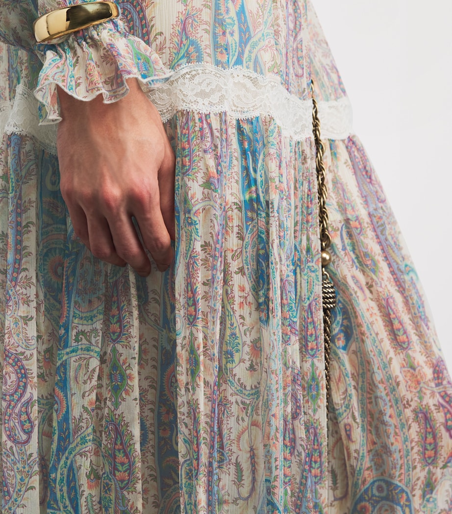 Etro Womens Silk Paisley Tiered Maxi Skirt Print Wht Base Image 3