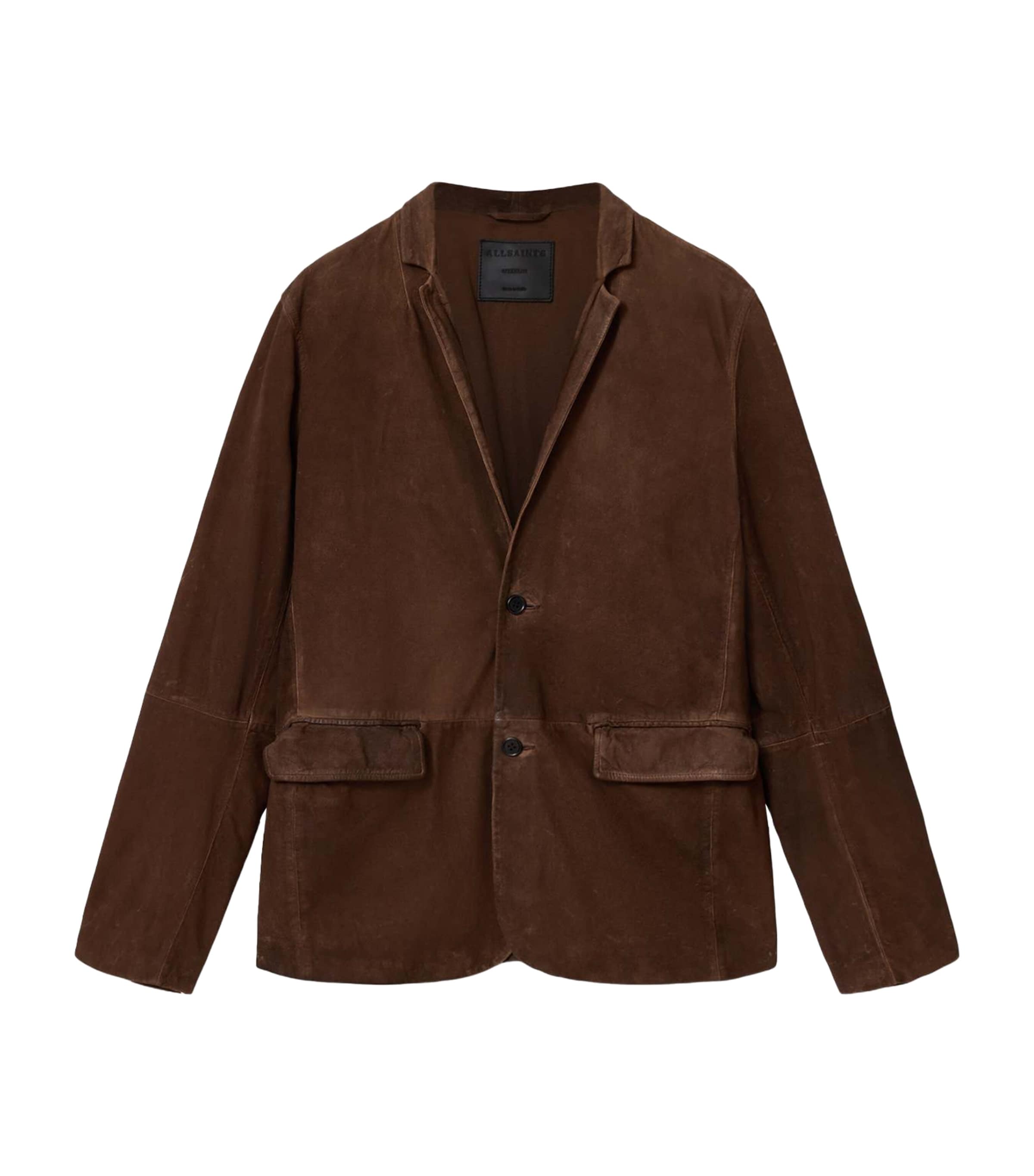 AllSaints Mens Suede Monet Blazer Cider Brown Image 1