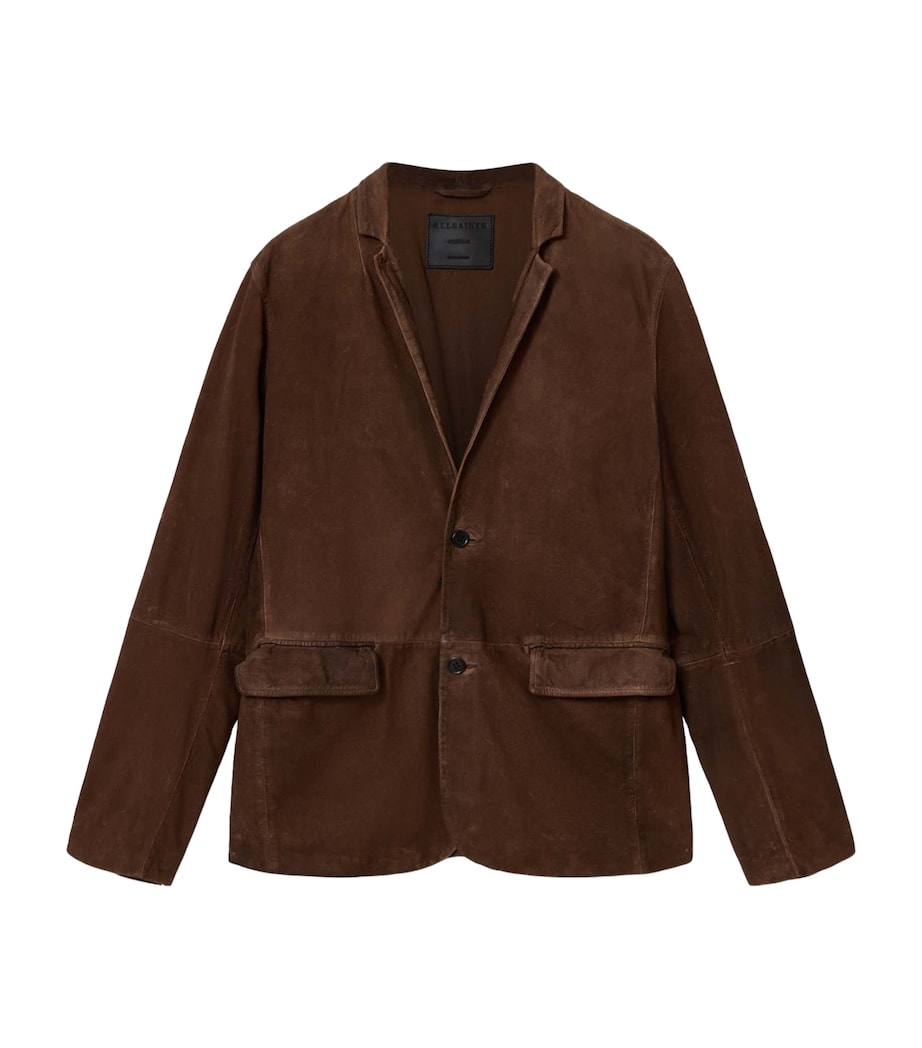 AllSaints Mens Suede Monet Blazer Cider Brown Image 1