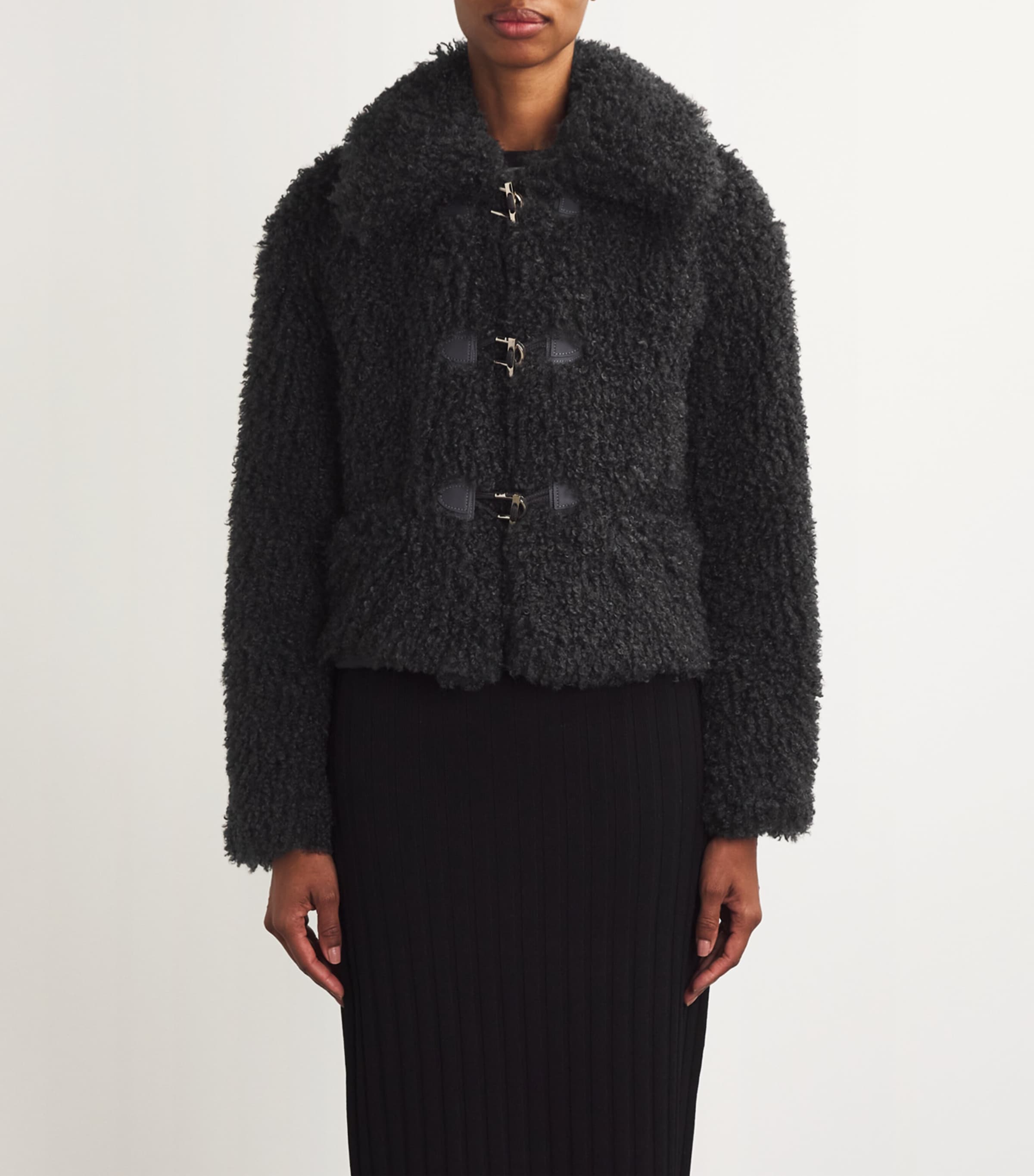 Faux-Shearling Cropped Jacket ANTHRACITE GREY Image 3