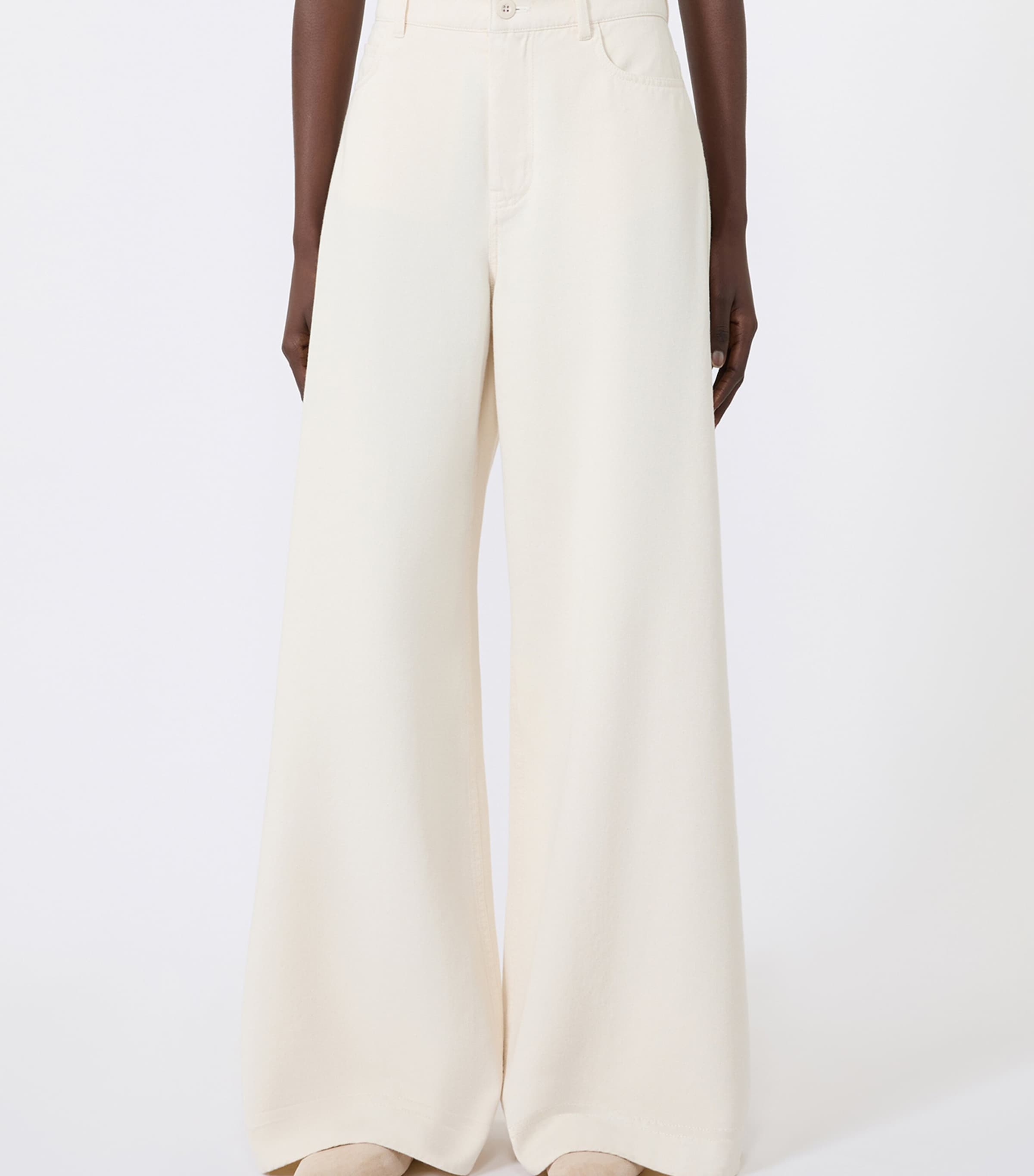 Weekend Max Mara Womens High-Rise Wide-Leg Jeans Ecru Image 3