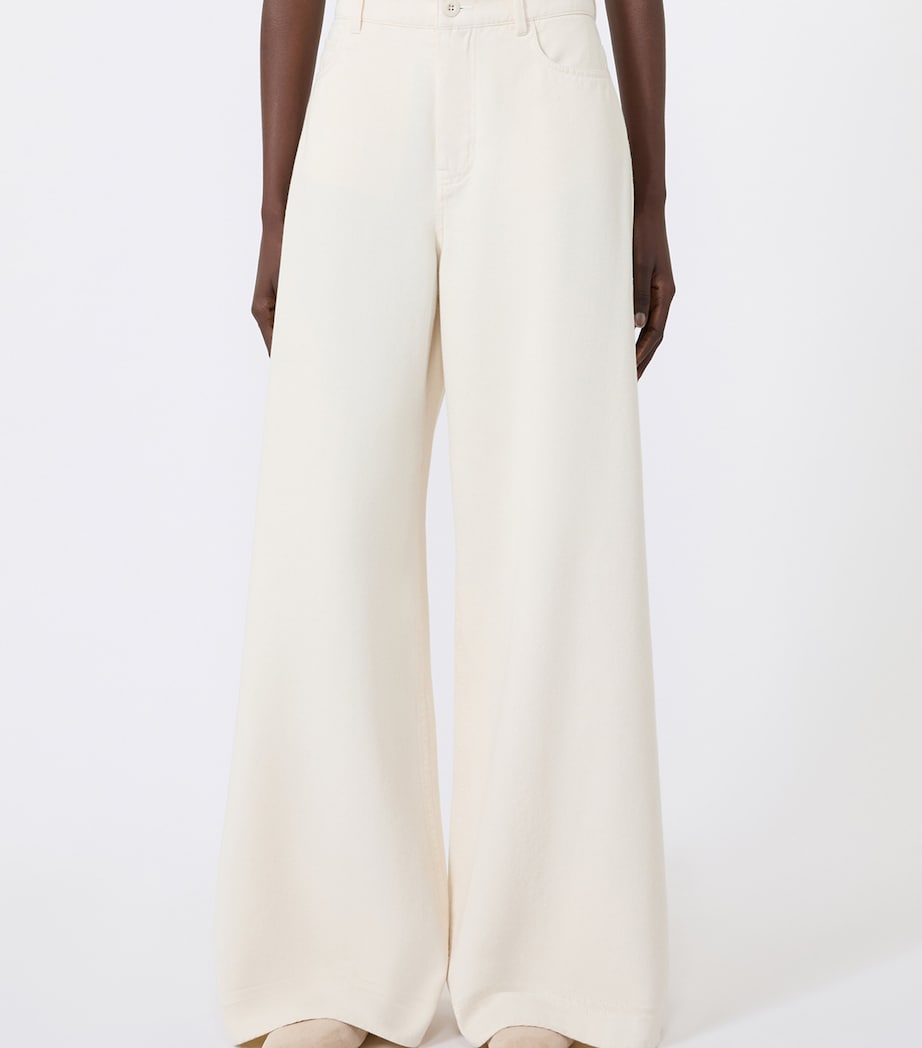 Weekend Max Mara Womens High-Rise Wide-Leg Jeans Ecru Image 3