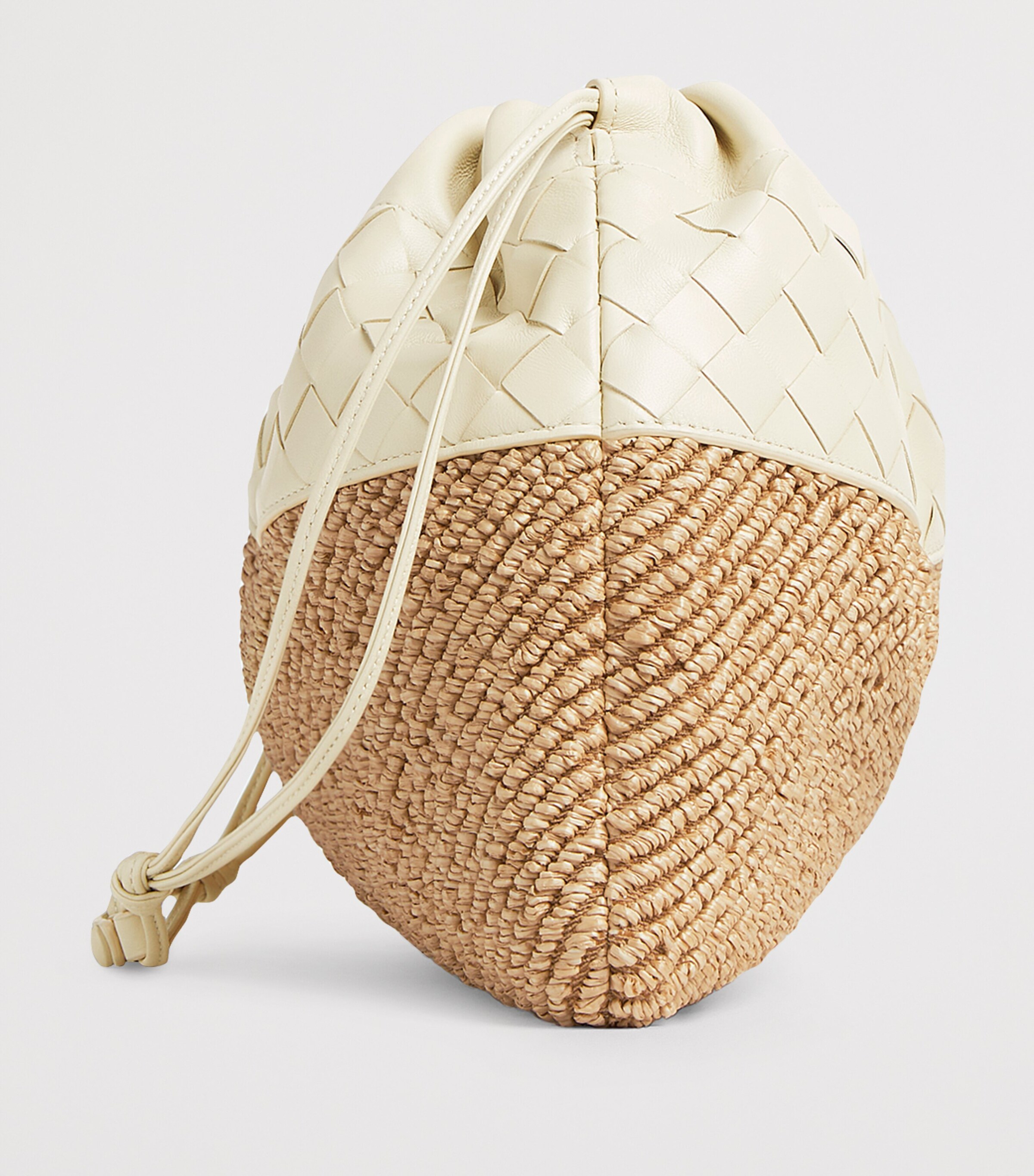 Bottega Veneta Medium Leather and Raffia Dustbag Clutch Bag Image 3