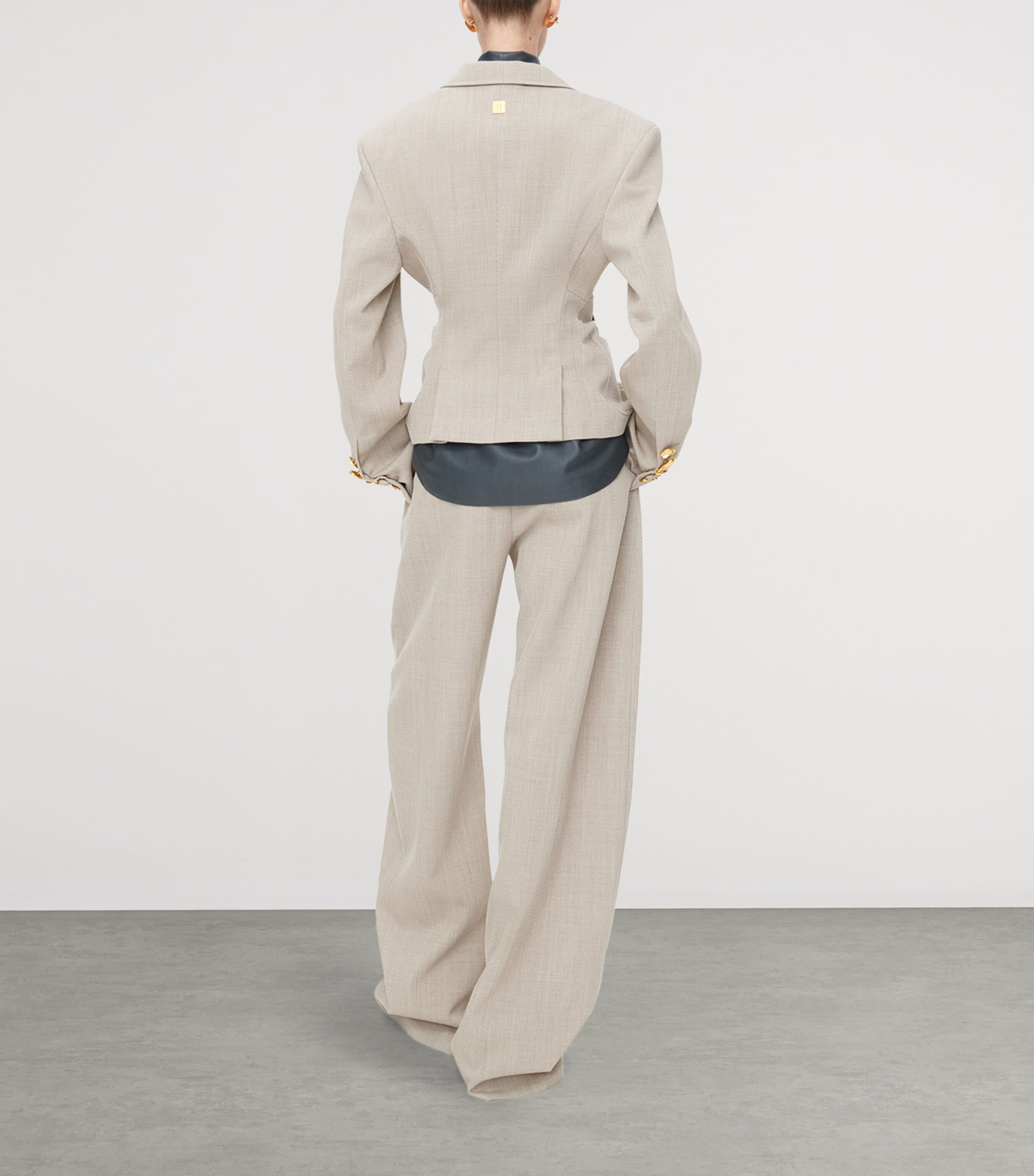 Virgin Wool Cinched Blazer 113 SAND Image 3