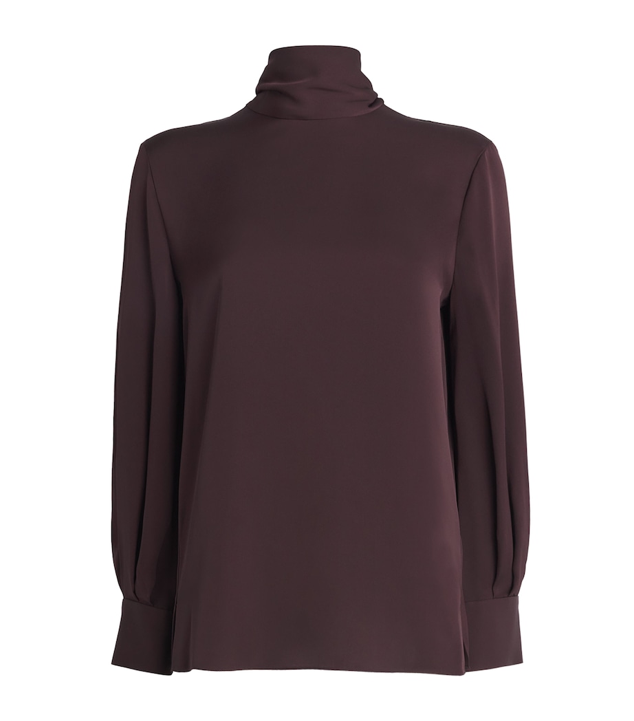 Satin Scarf-Neck Blouse HFR-DEEP PLUM Image 1