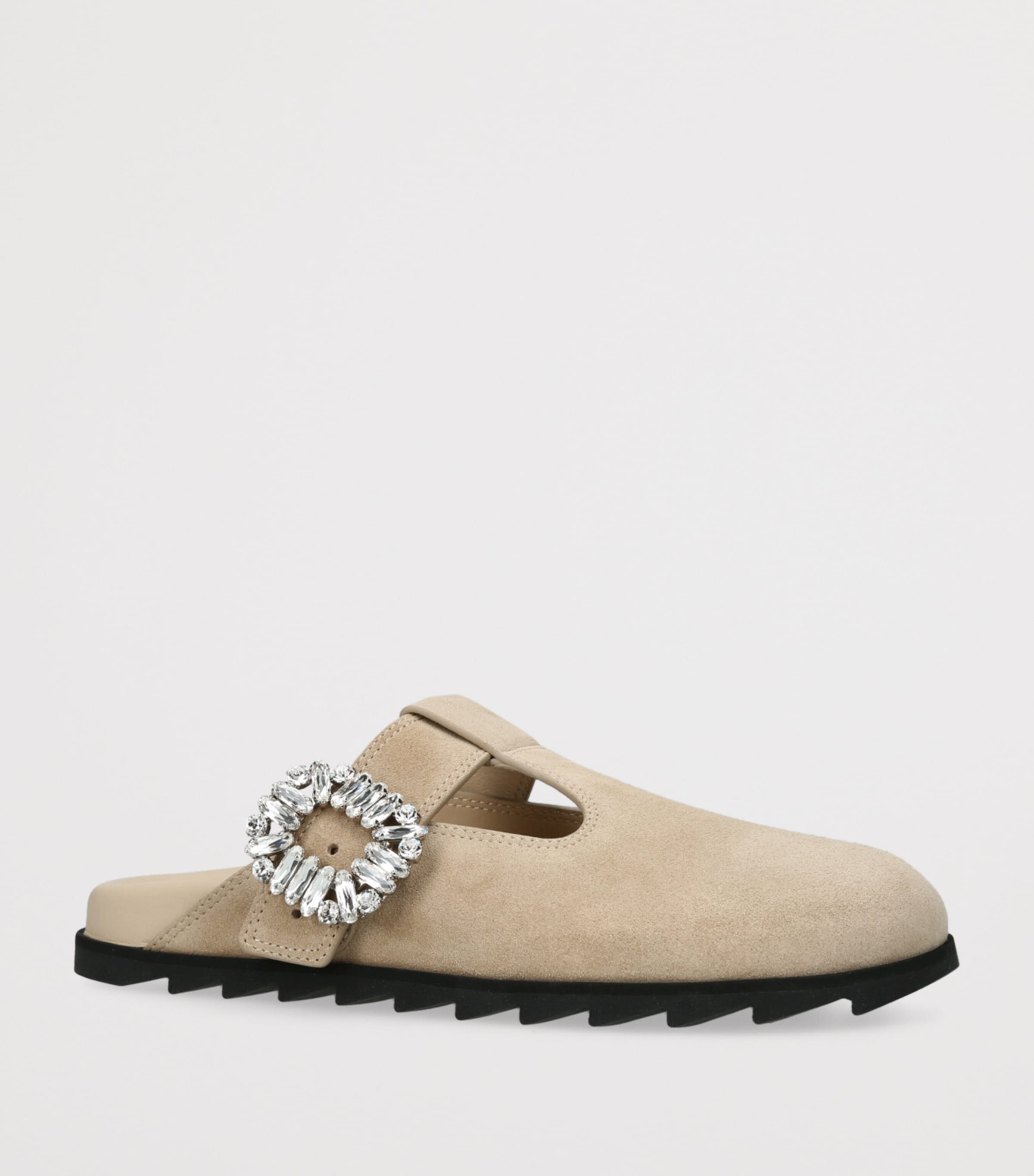 Roger Vivier Suede Slidy Viv Mules Beige Image 2