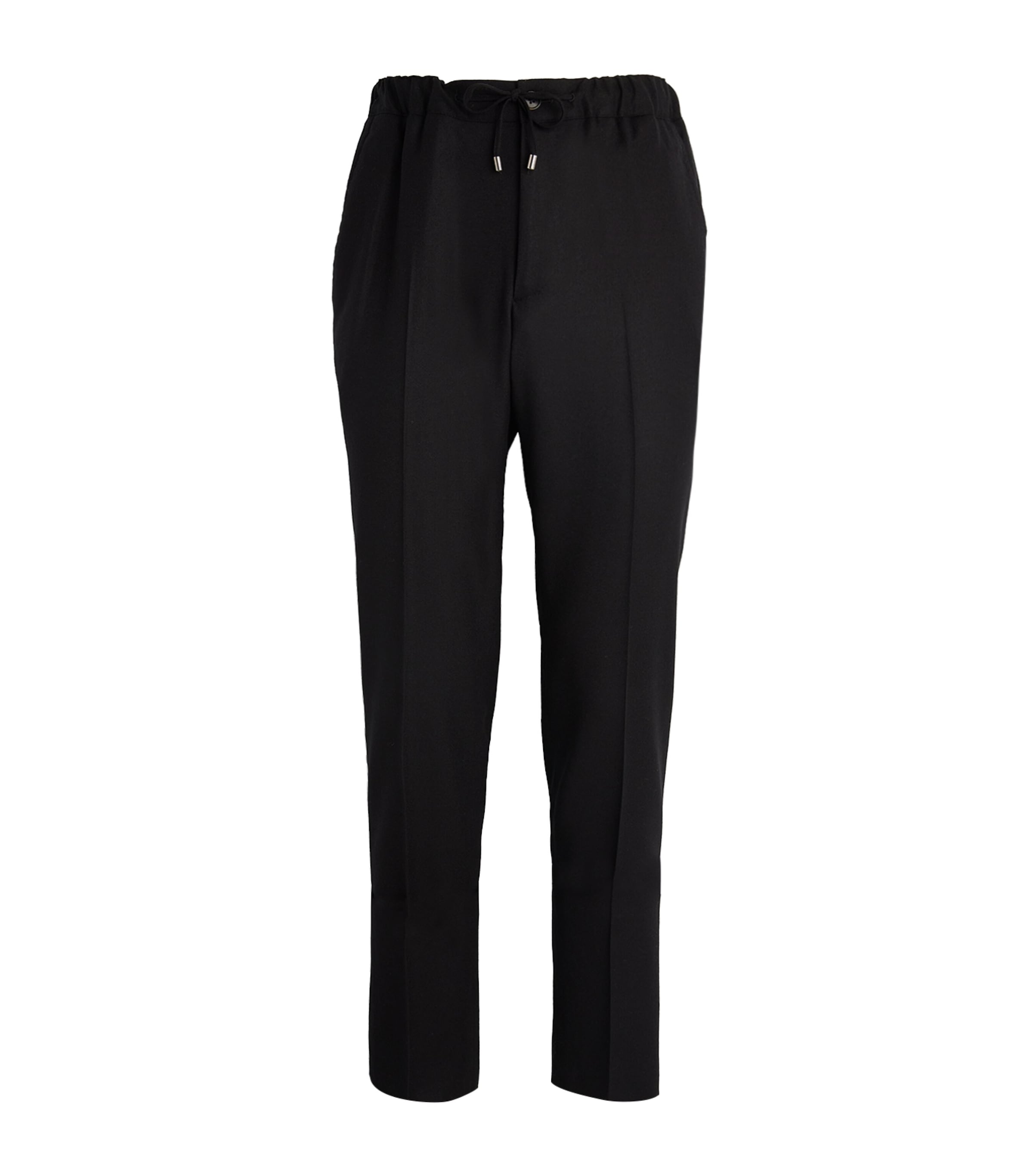 Fioroni Cashmere Virgin Wool Drawstring Trousers In Black