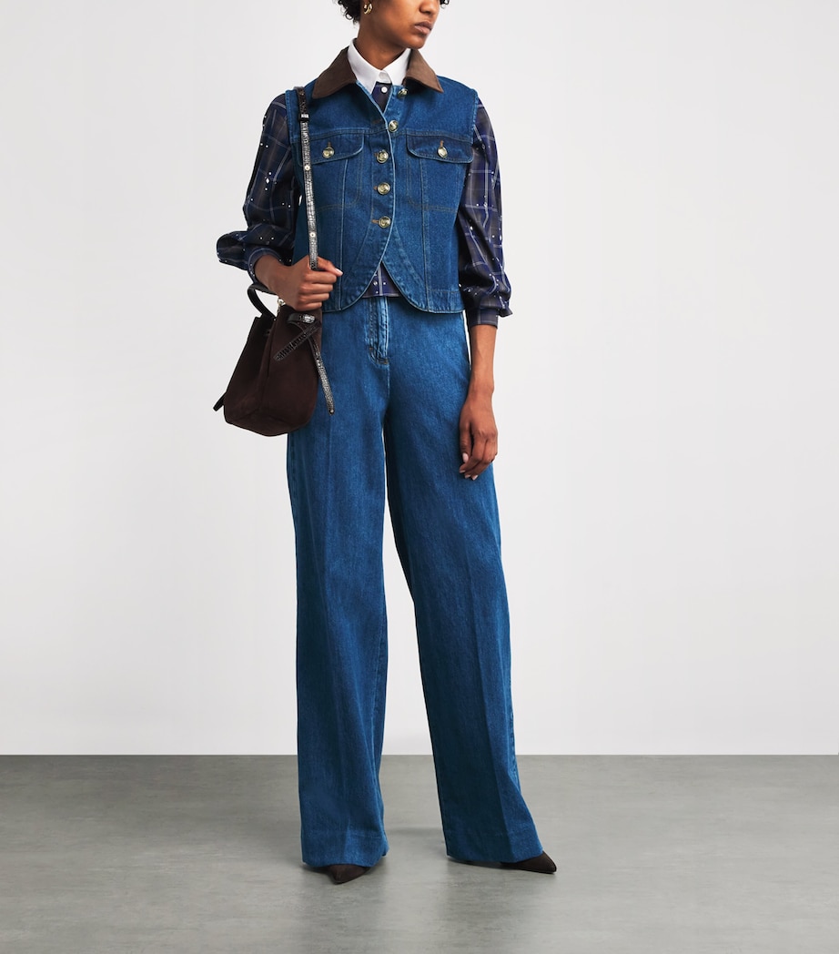 Button-Waist Wide-Leg Jeans BLUE JEAN Image 2