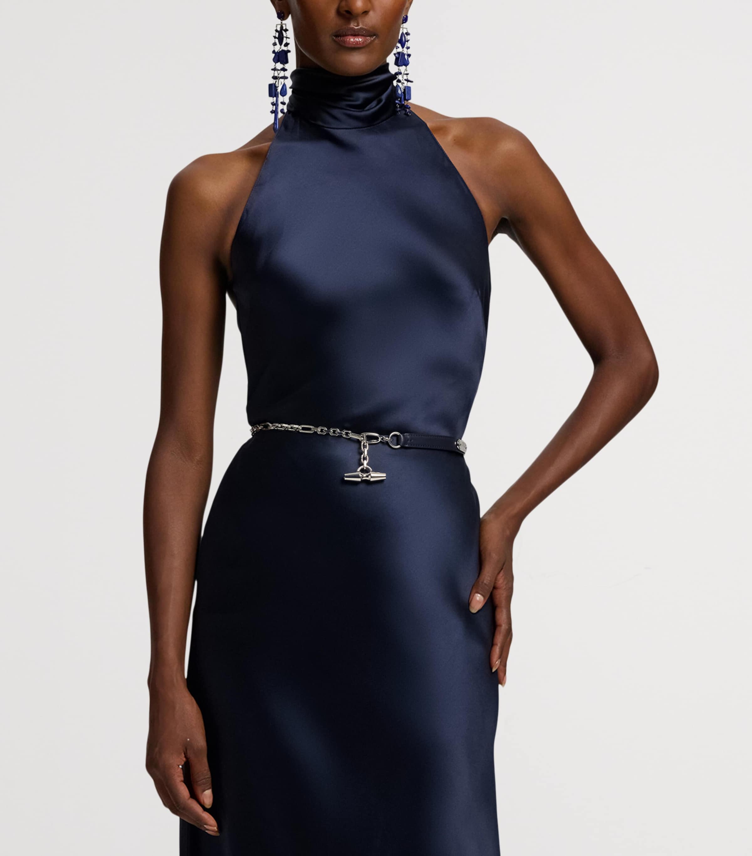 Stretch-Silk Charmeuse Blouse NAVY-410 Image 7