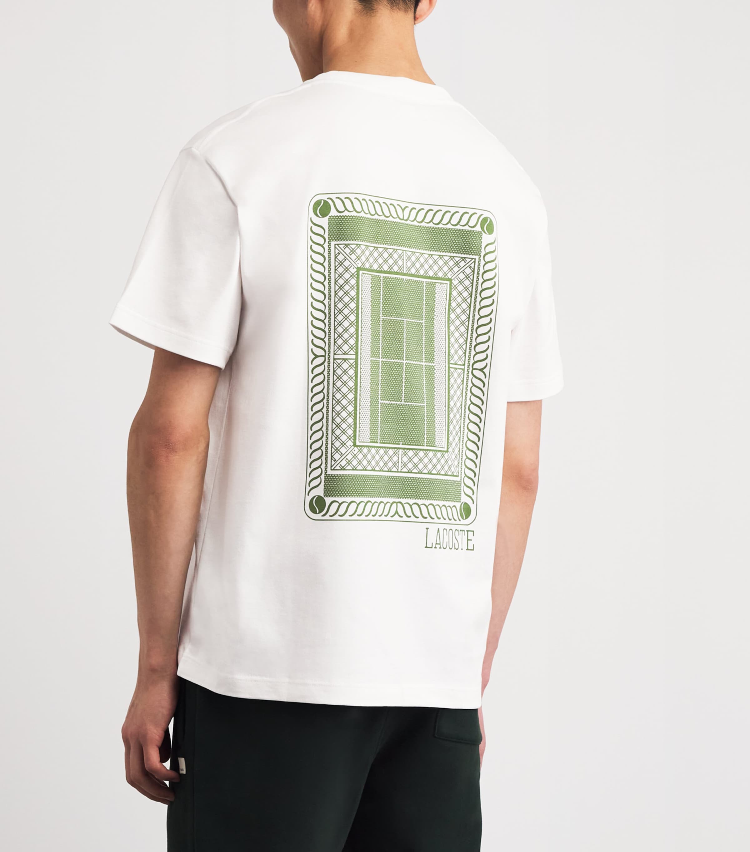 Lacoste Mens Cotton Tennis Print T-Shirt White Image 5