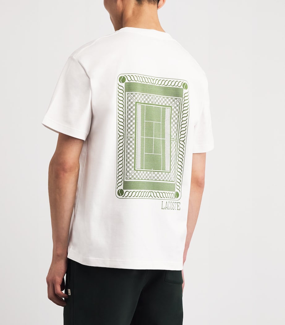 Lacoste Mens Cotton Tennis Print T-Shirt White Image 5