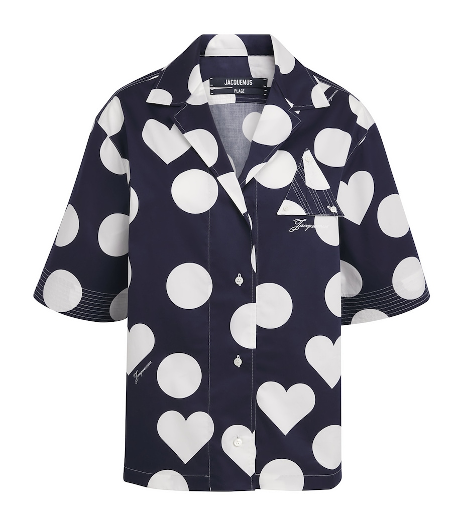 Jacquemus Womens Cotton Polka Dot Marin Shirt Dots Heart Navy Image 1