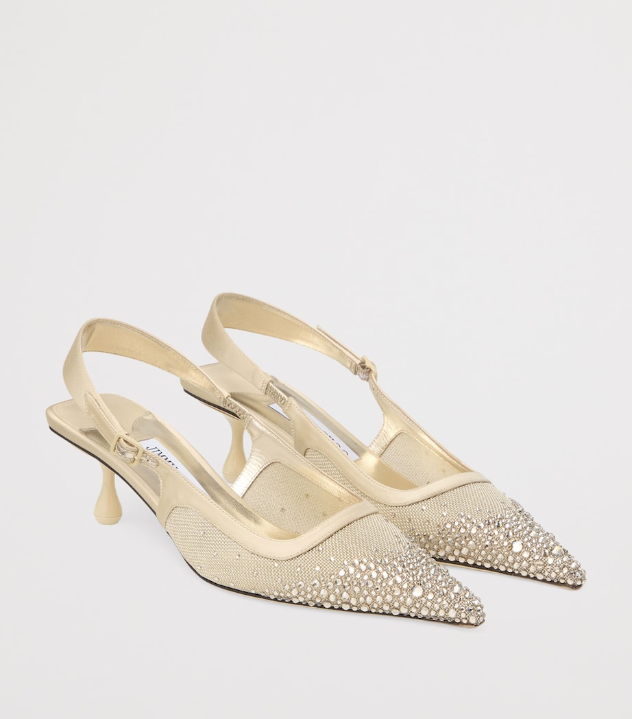 Amel 50 Crystal Mesh Slingback Pumps LIGHT SOFT GOLD/CRYS Image 4