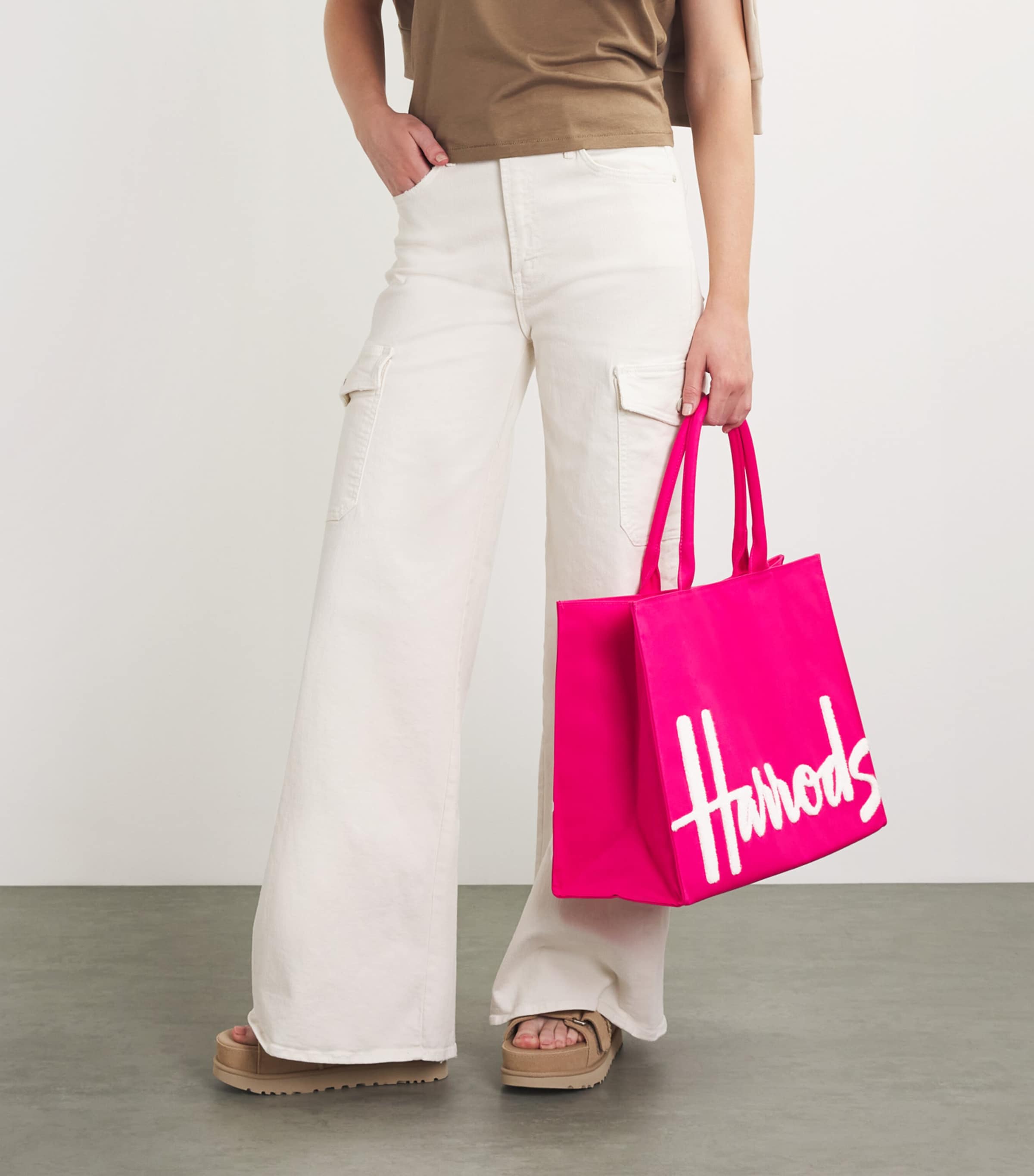 Large Cotton Logo Tote Bag BRIGHT PINK Image 5