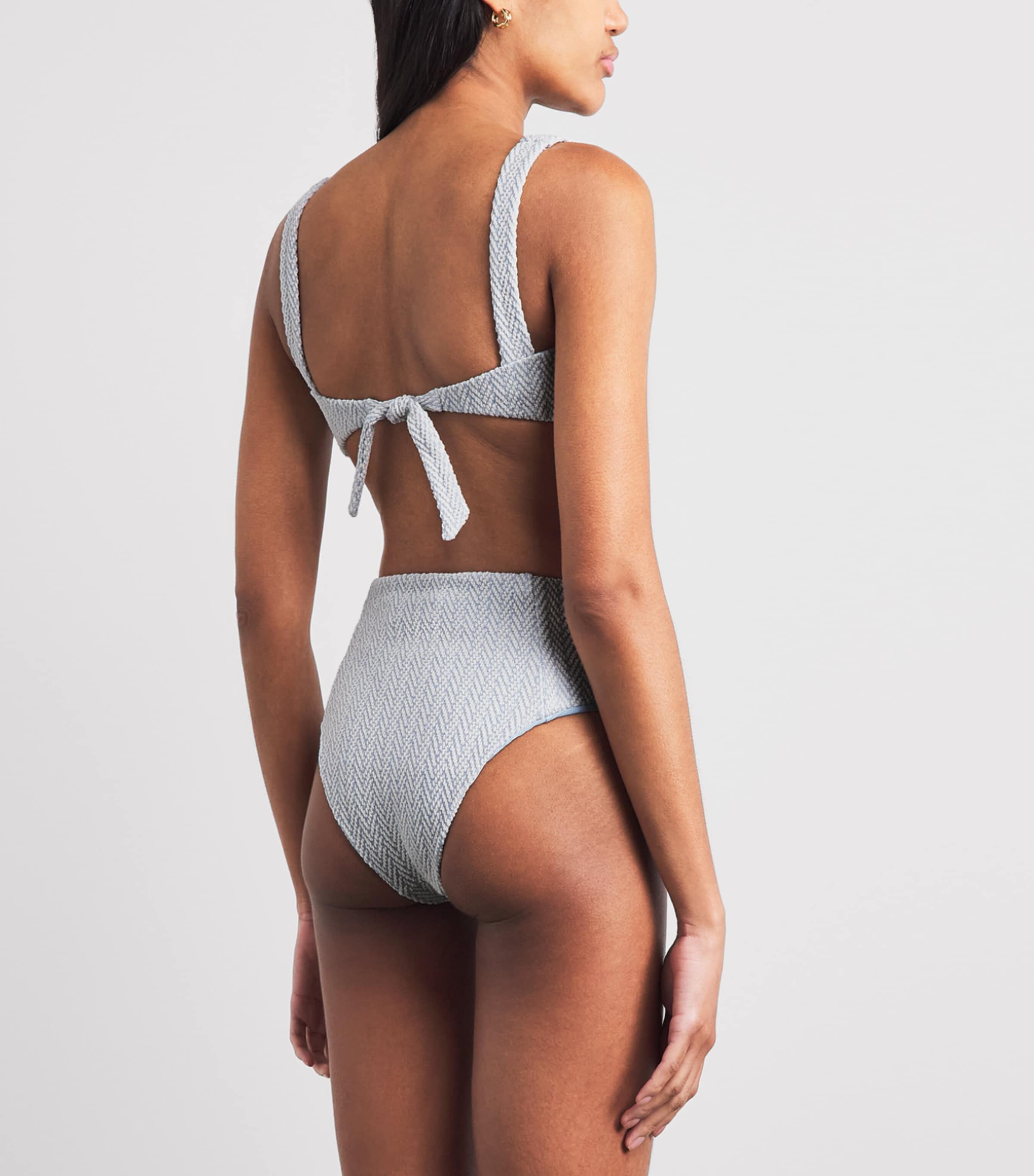 Devon Windsor Womens Herringbone Malia High-Waist Bikini Briefs Polar Image 3