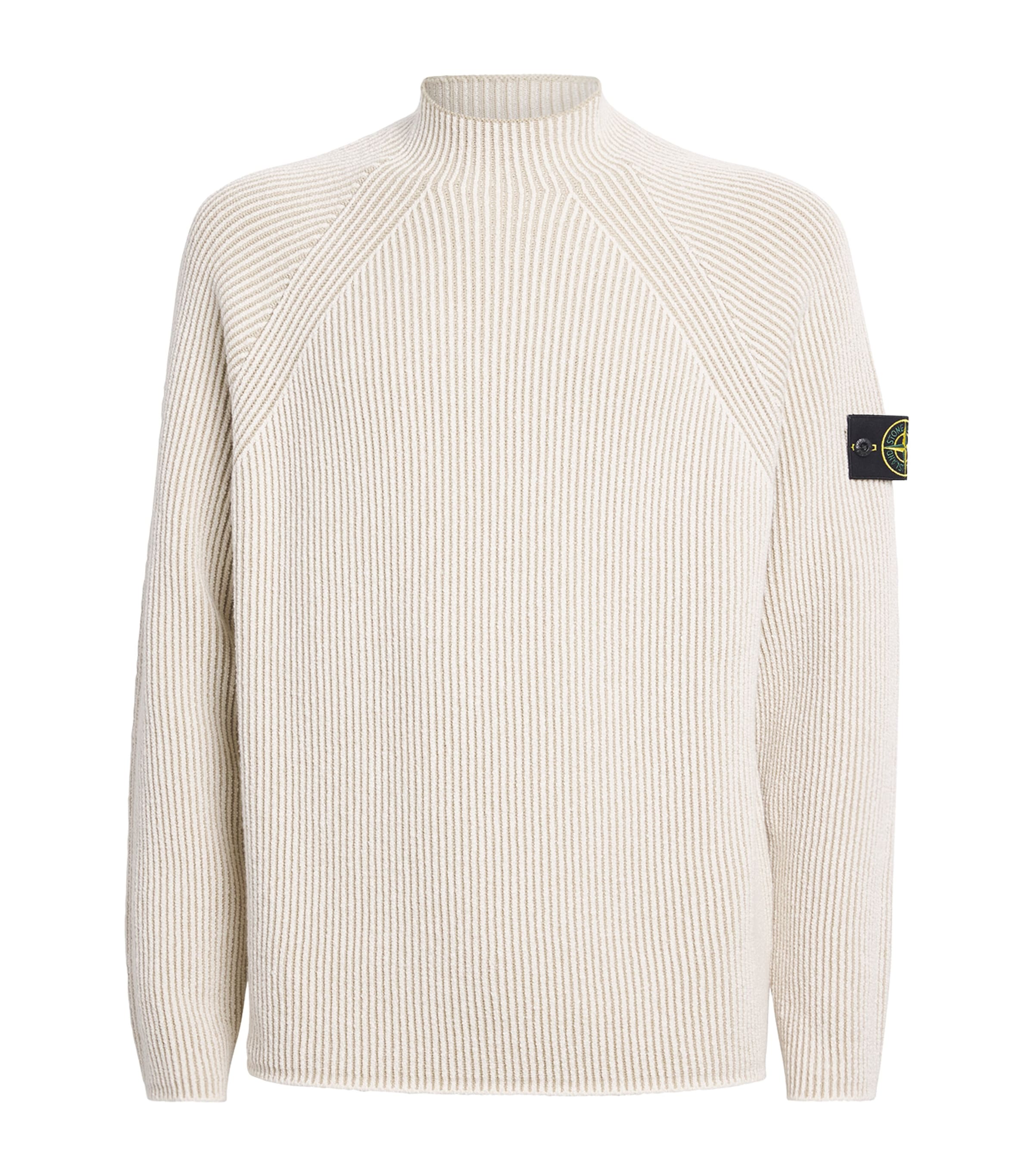 Stone Island Wool-blend Ribbed Sweater In White