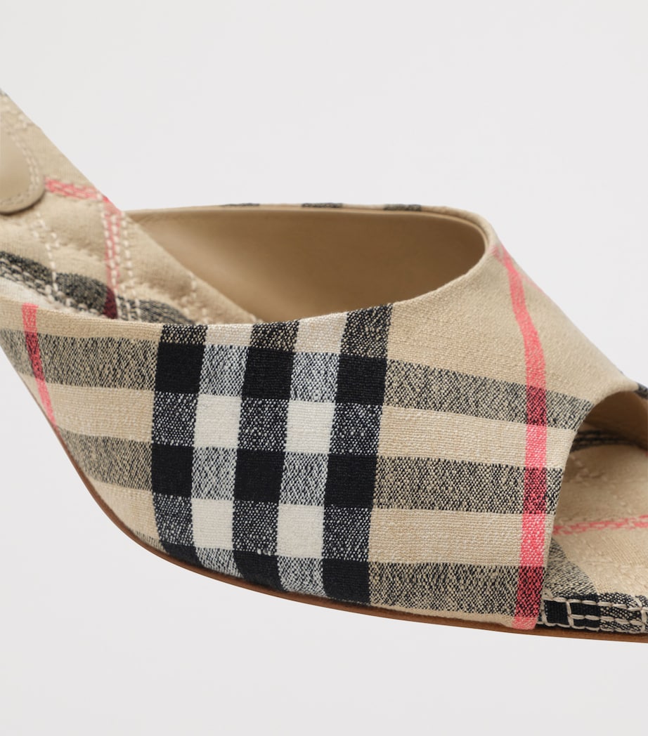 Burberry Linen-Blend Check Mews Mules 65 Sand Ip Check Image 6
