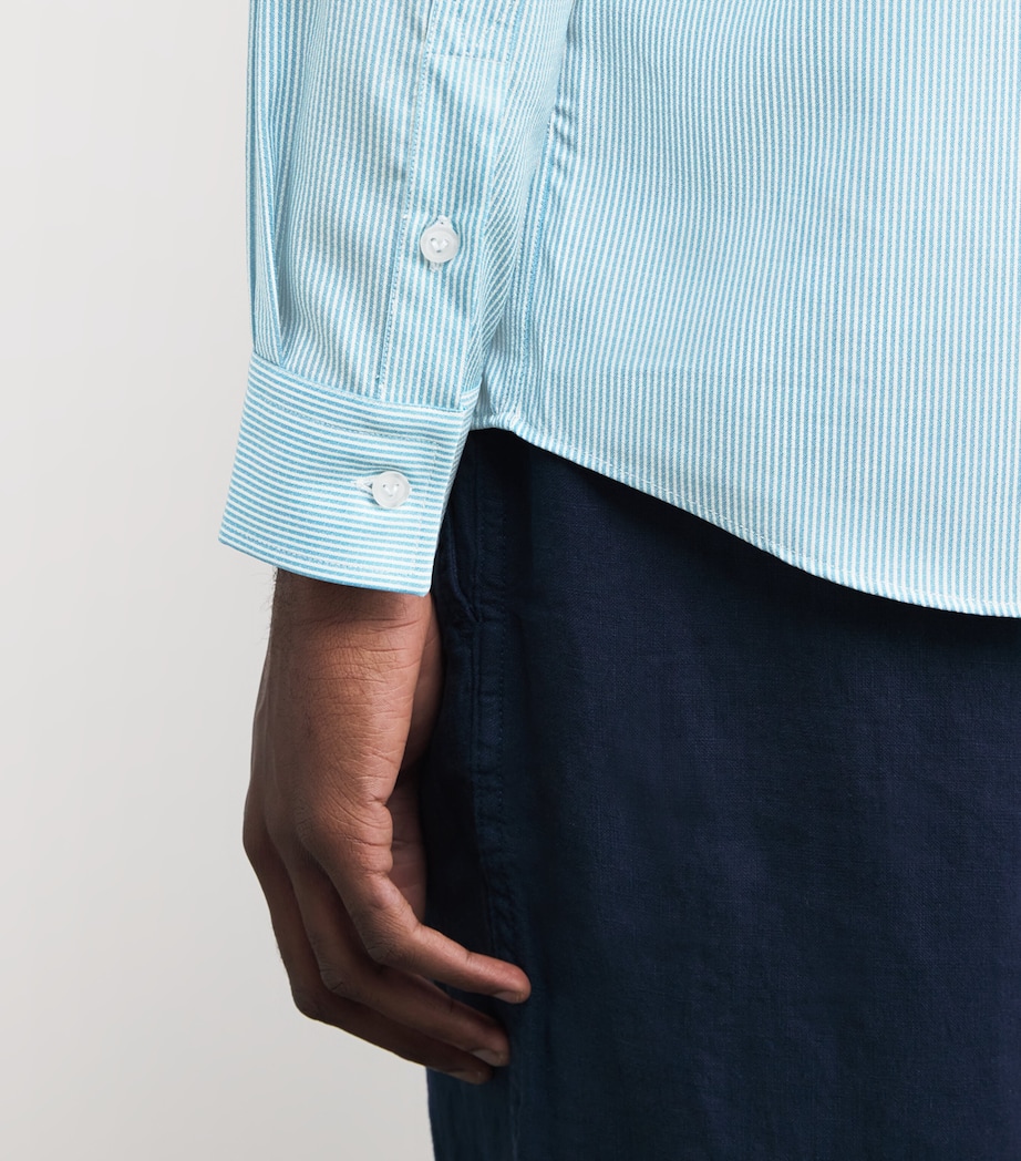 Wool-Blend Stripe Rayures Shirt 612-BLUE TOPAZ Image 6