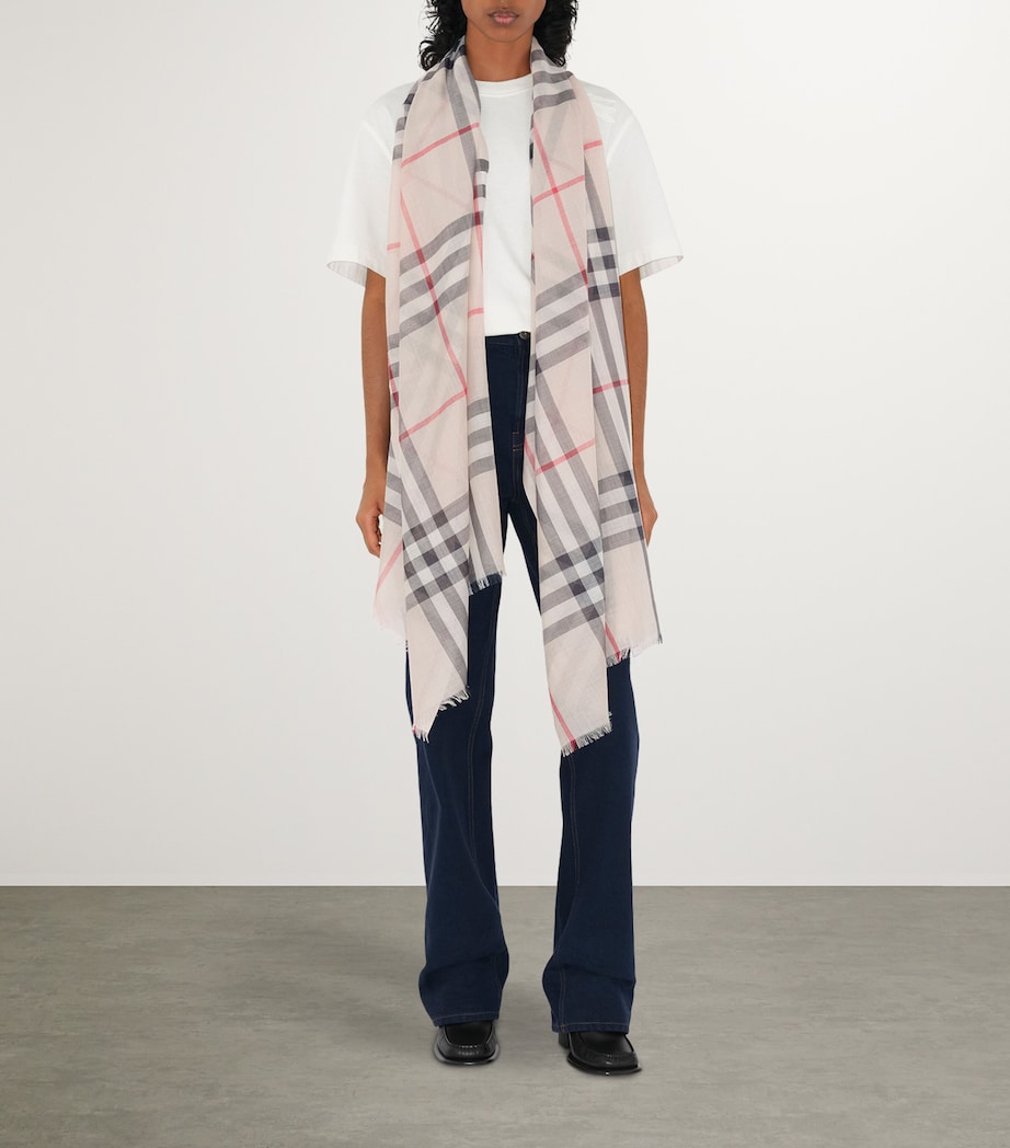 Wool-Silk Check Scarf STONE CHECK Image 3