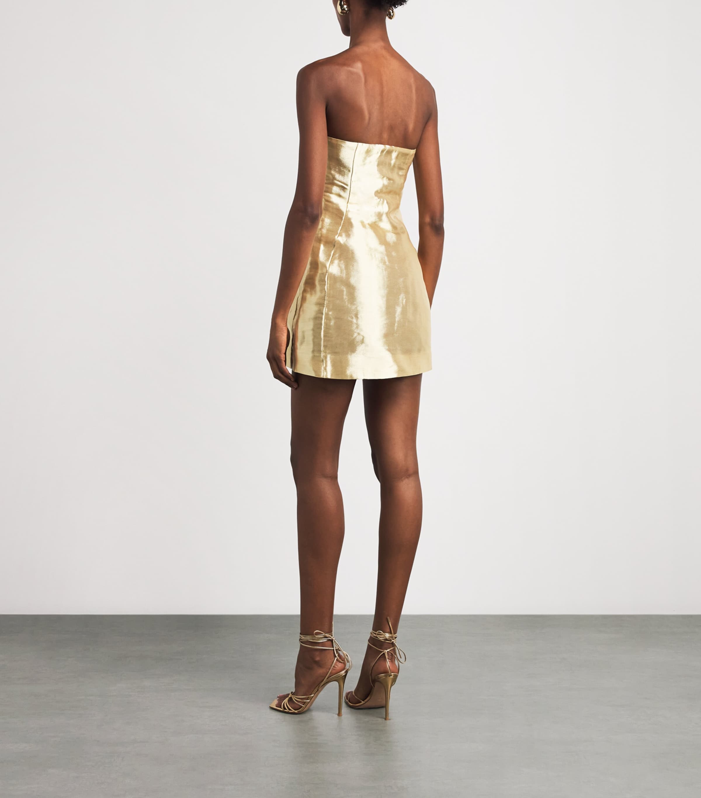 Cult Gaia Womens Satin Strapless Wren Mini Dress Gold Image 4
