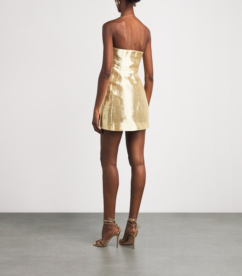 Cult Gaia Womens Satin Strapless Wren Mini Dress Gold Image 4