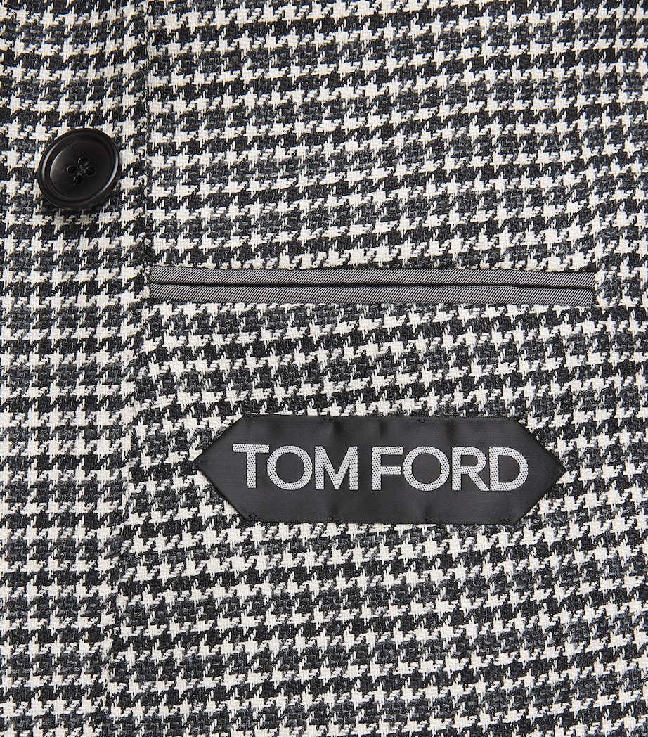 TOM FORD Mens Wool-Blend Houndstooth Shelton Blazer Nwa Image 6