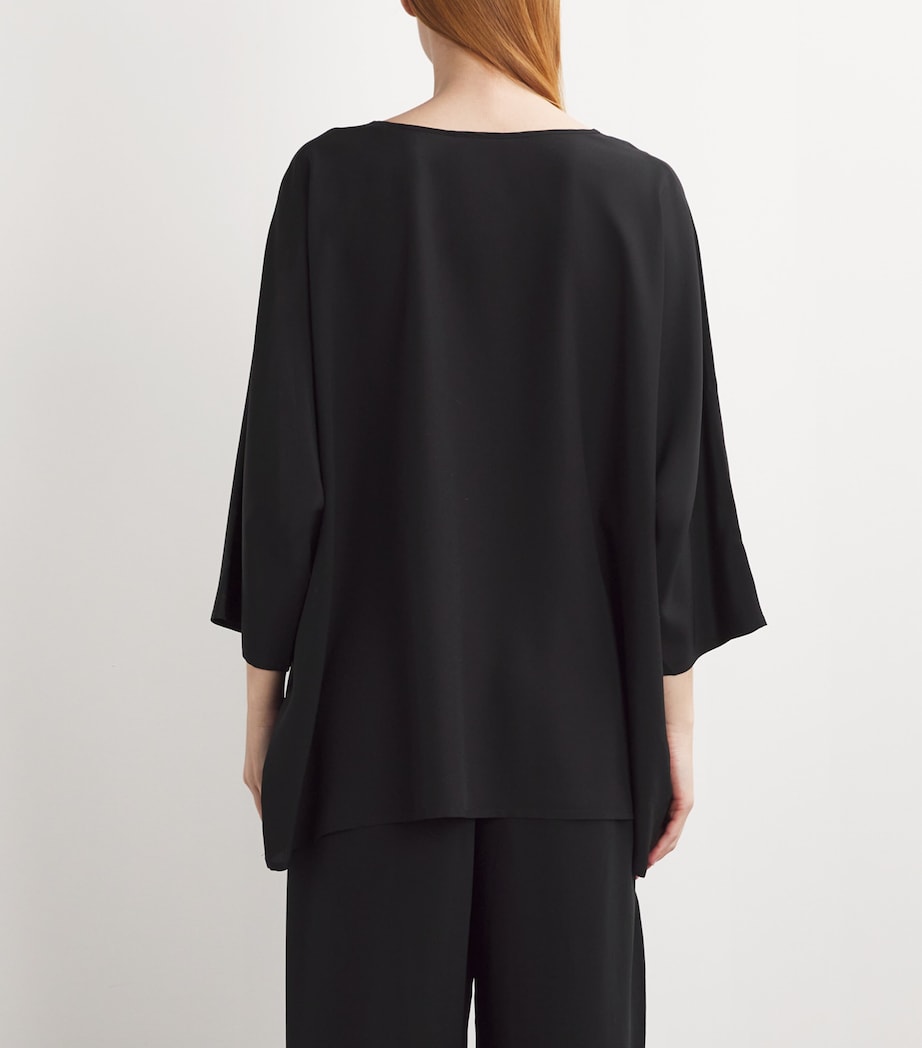 Silk Boat-Neck Top BLACK Image 4