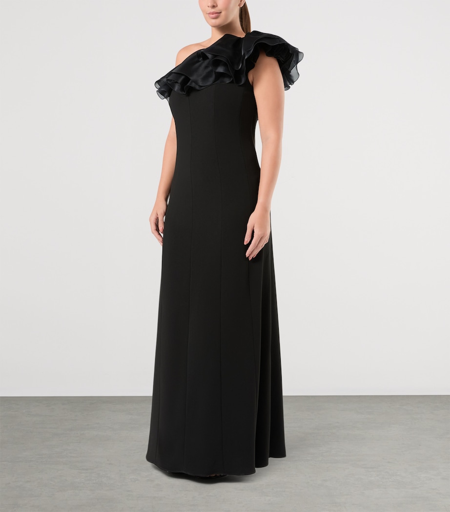 Marina Rinaldi Womens x Tony Ward Ruffle-Neck Maxi Dress Black Image 3