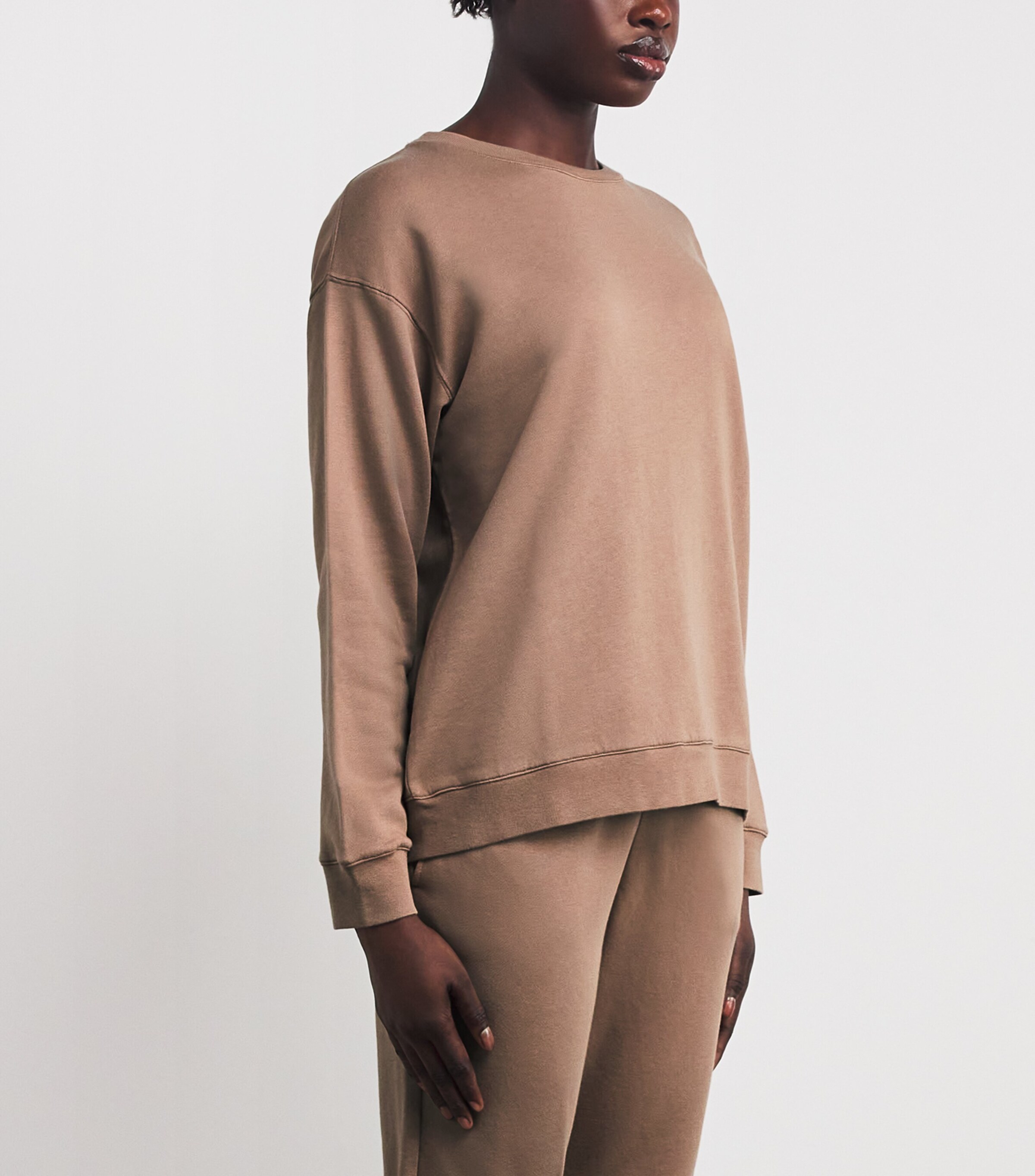 Derek Rose Womens Cotton-Modal Quinn Sweatshirt Brown Image 3