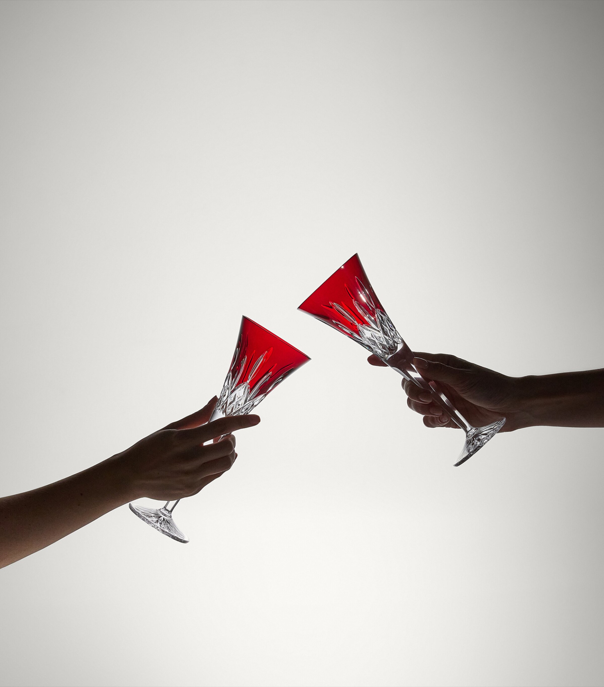 Set of 2 Crystal Lismore Champagne Flutes (170ml) RED Image 2