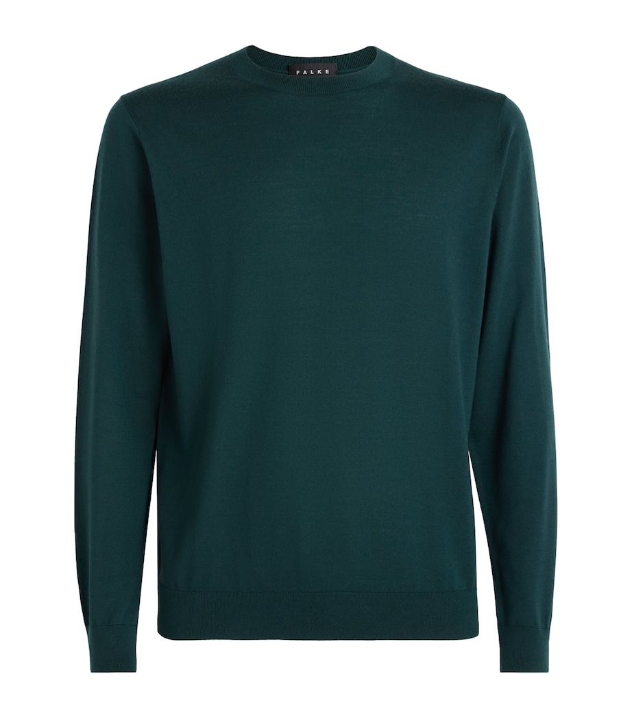 Falke Mens Ultrafine Merino Wool Sweater Forest Image 1