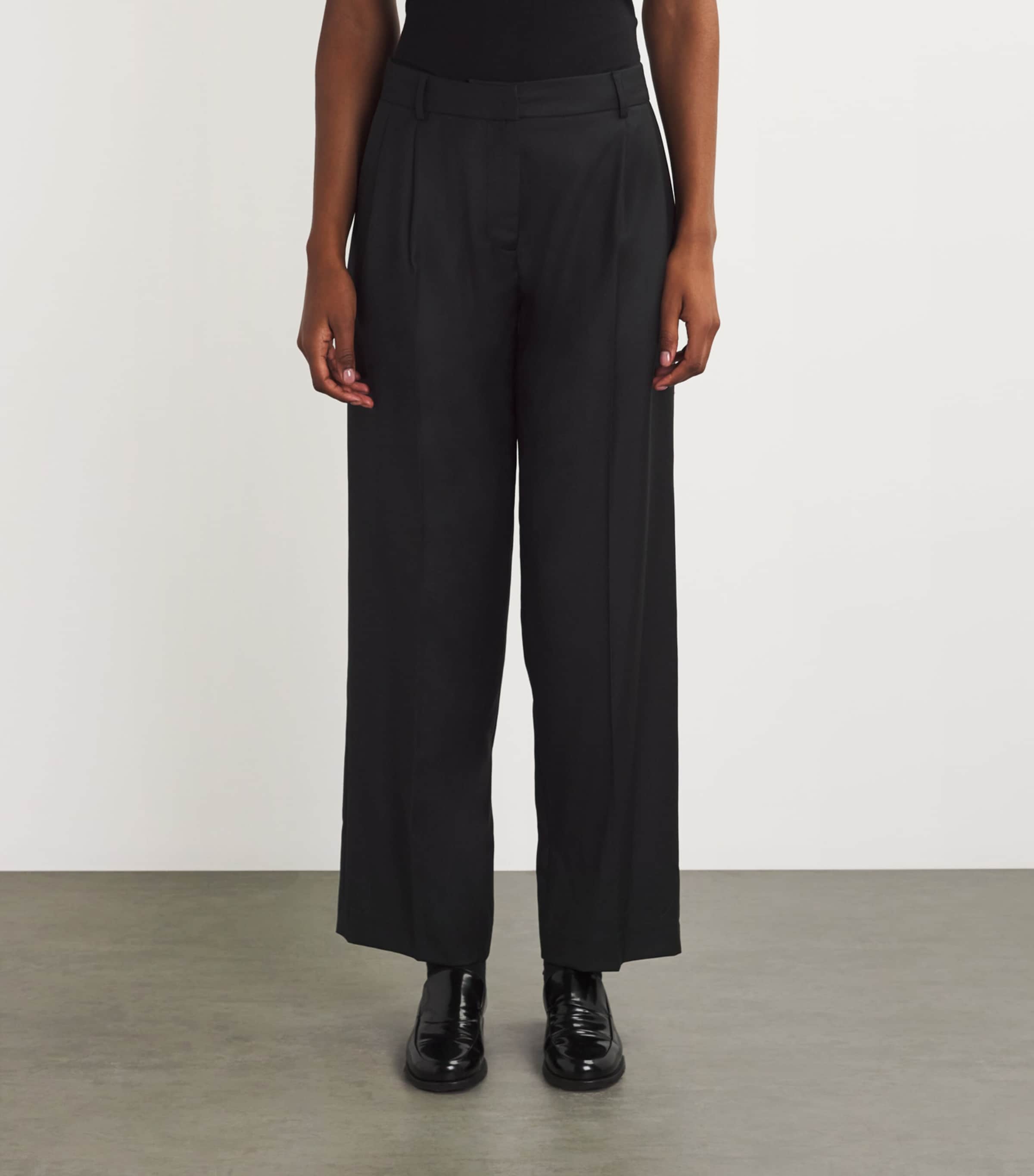Wool Hipster Trousers SOLID BLACK Image 3