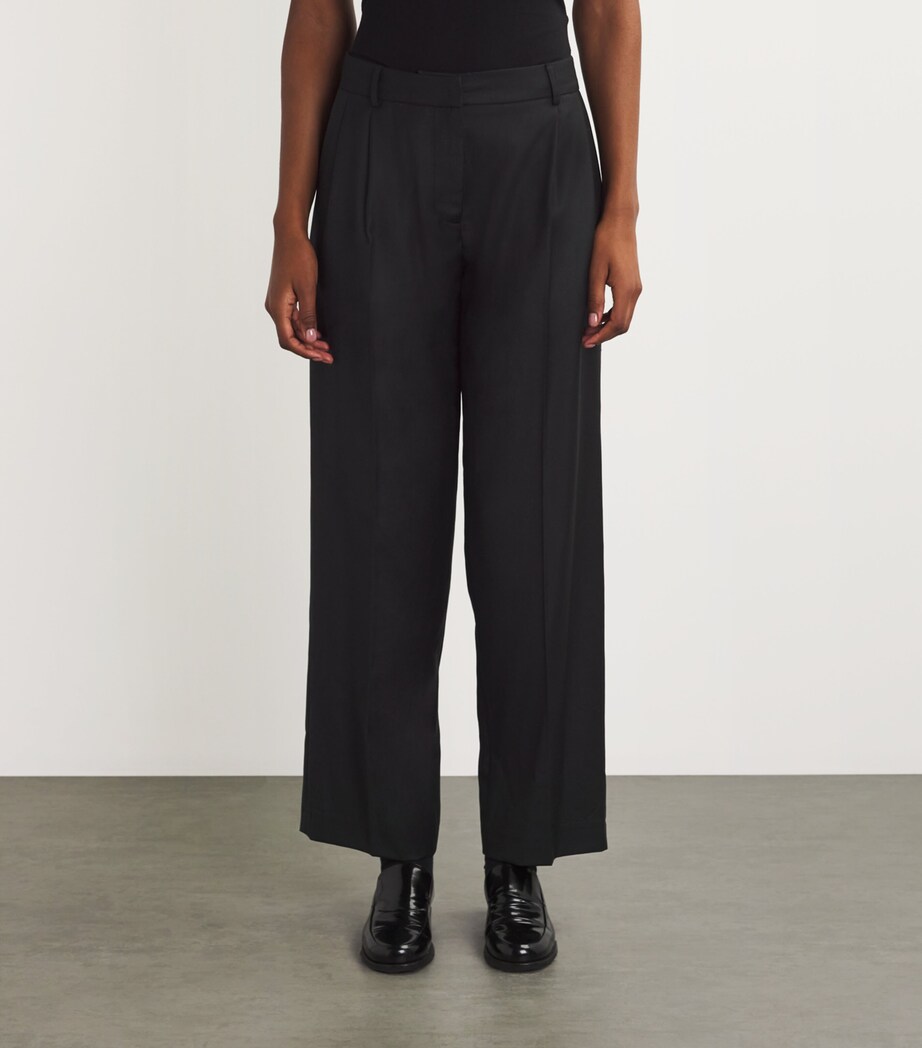 Wool Hipster Trousers SOLID BLACK Image 3