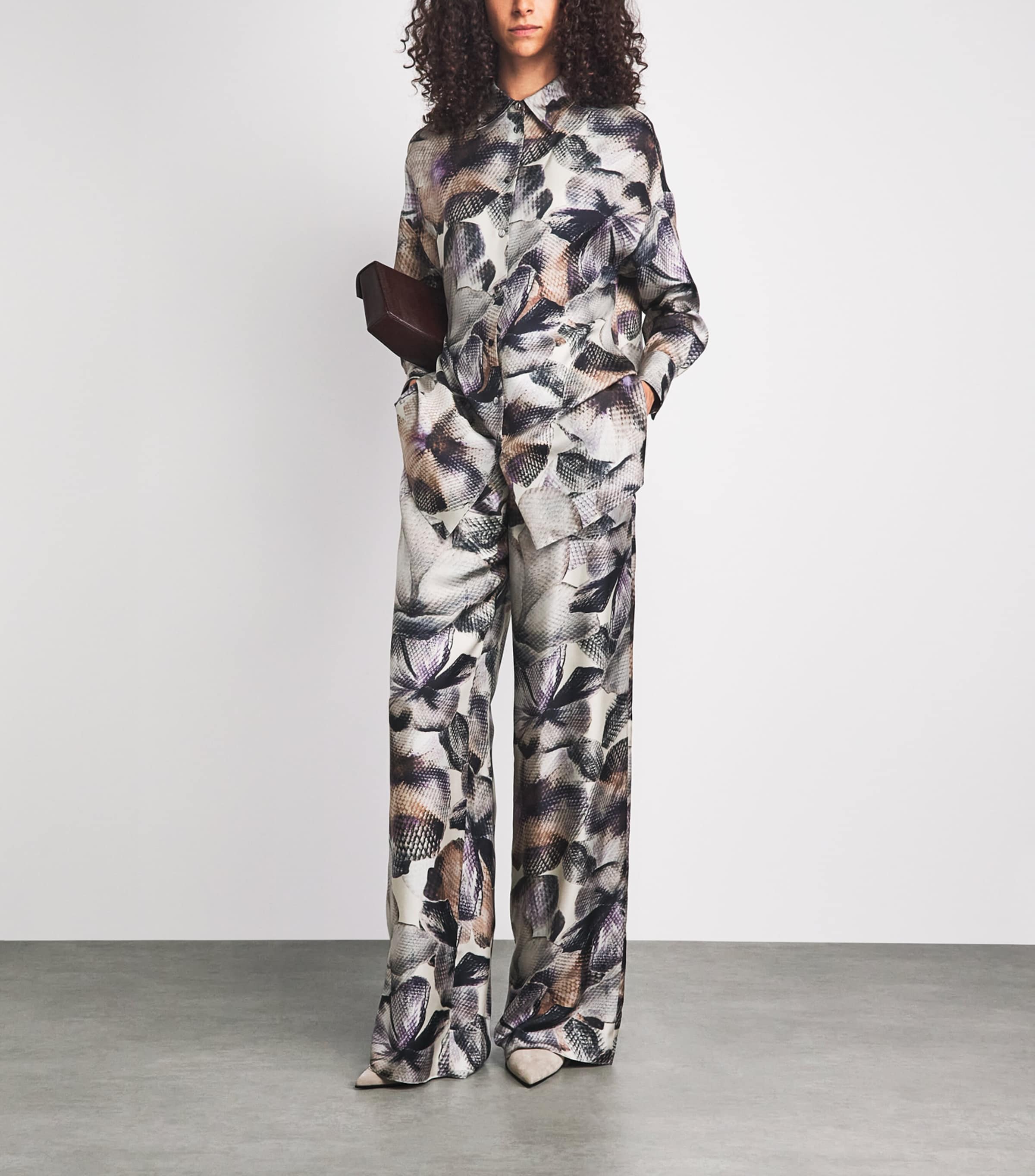 Agnona Womens Silk Printed Shirt Mauve Image 2