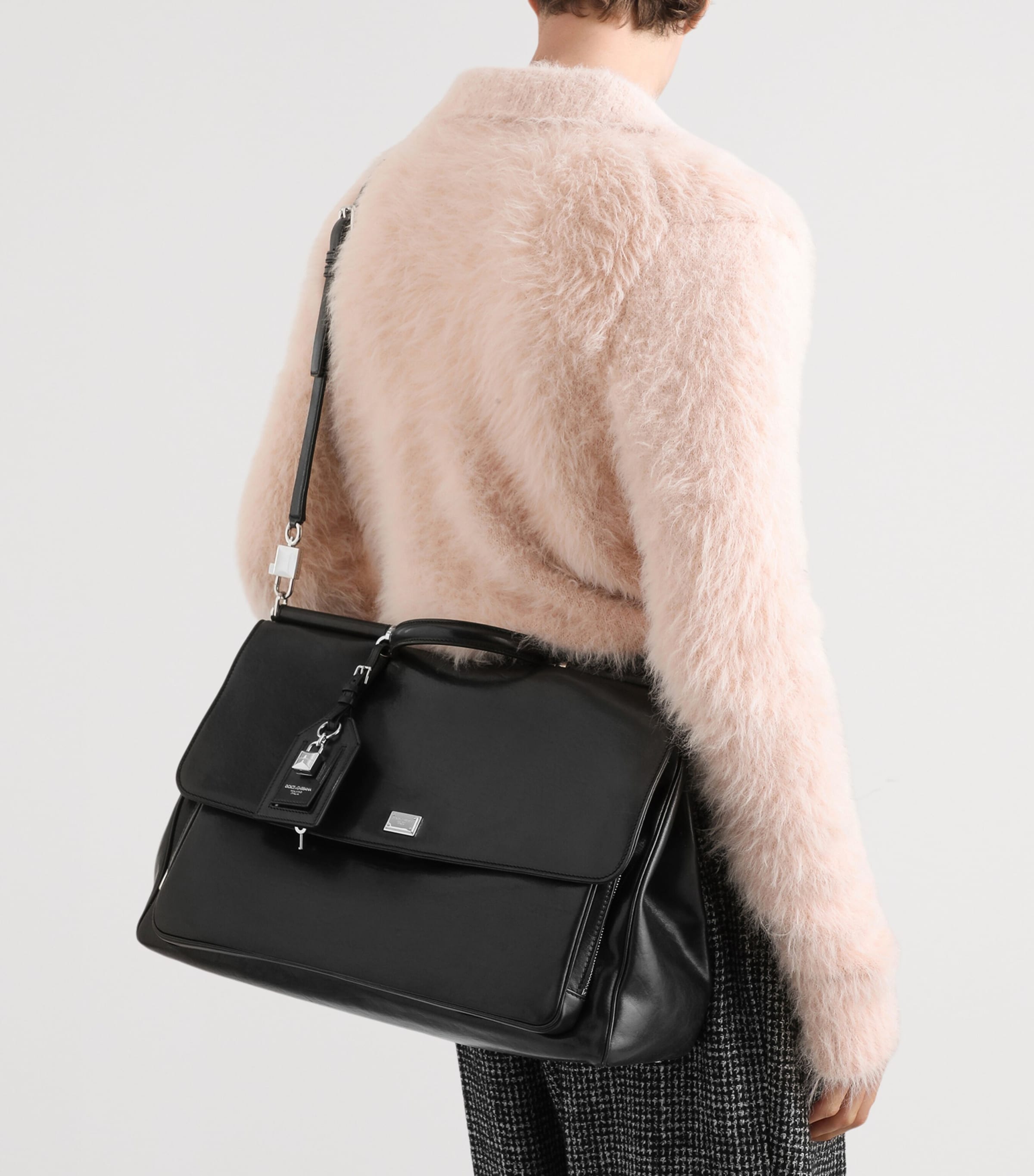 Dolce&Gabbana Leather My Sicily Top-Handle Bag Black Image 3