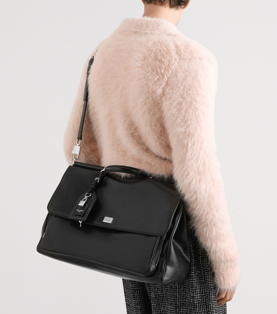 Dolce&Gabbana Leather My Sicily Top-Handle Bag Black Image 3